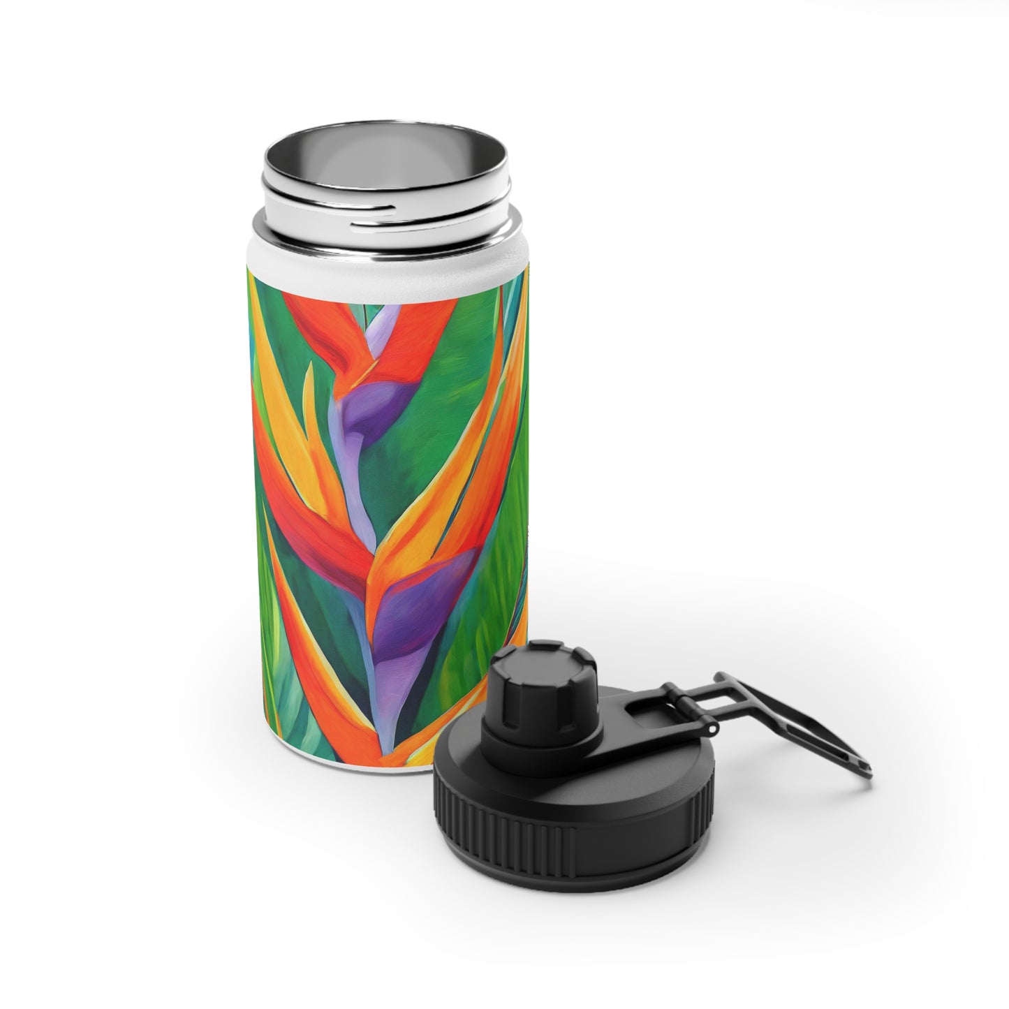 Bird or Paradise Stainless Steel Water Bottle, Sports Lid