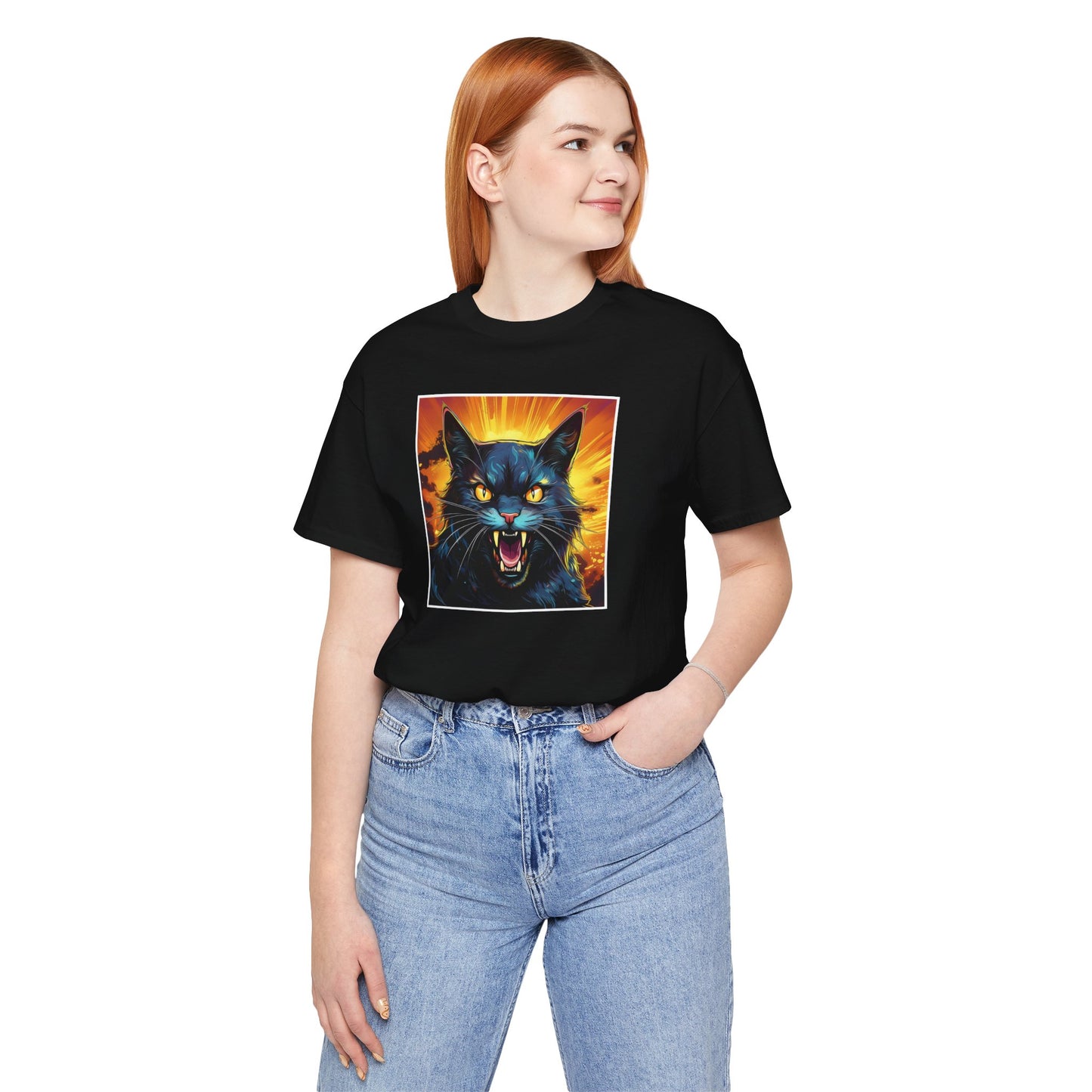 Scary Black Cat Unisex Jersey Short Sleeve Tee