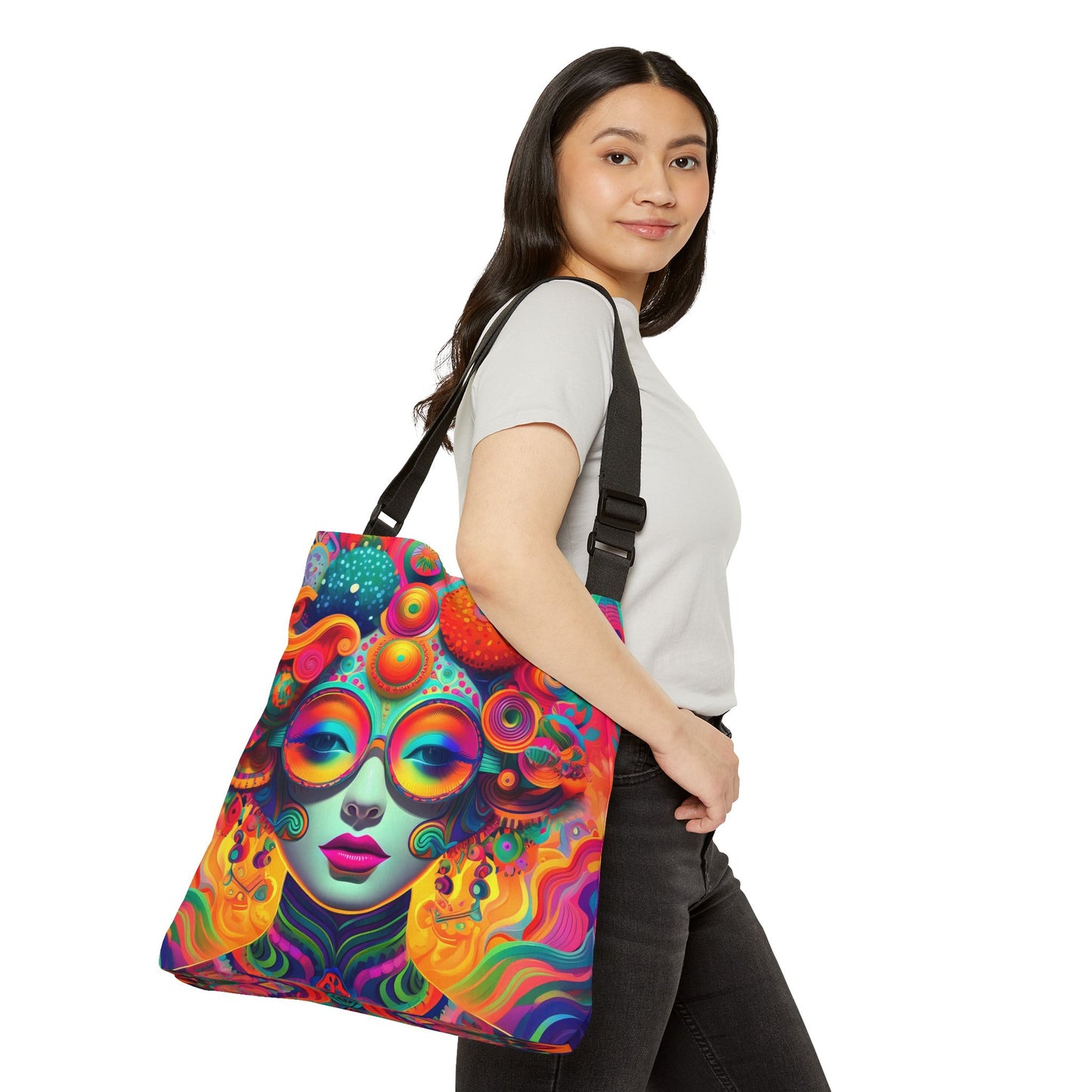 Psychedlic Bubble Girl Adjustable Tote Bag