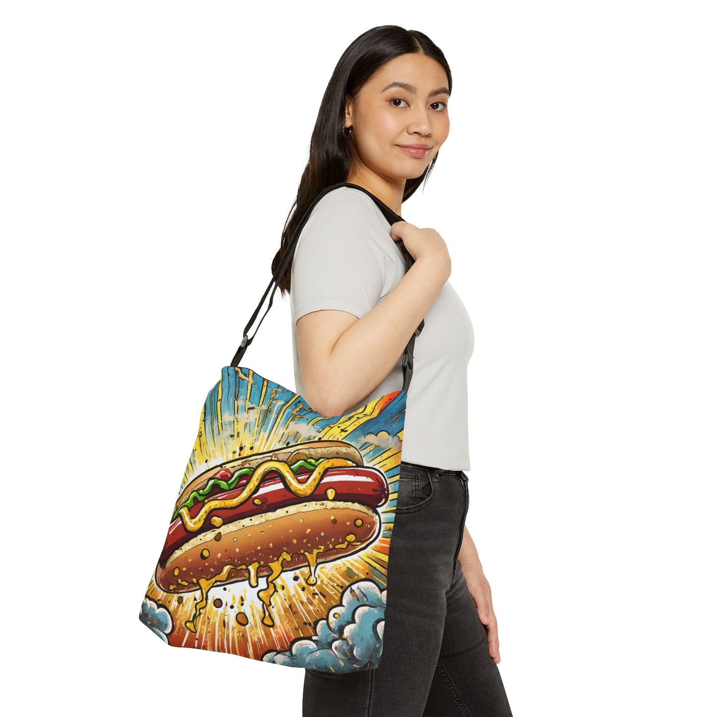 Heroic Hot Dog Adjustable Tote Bag