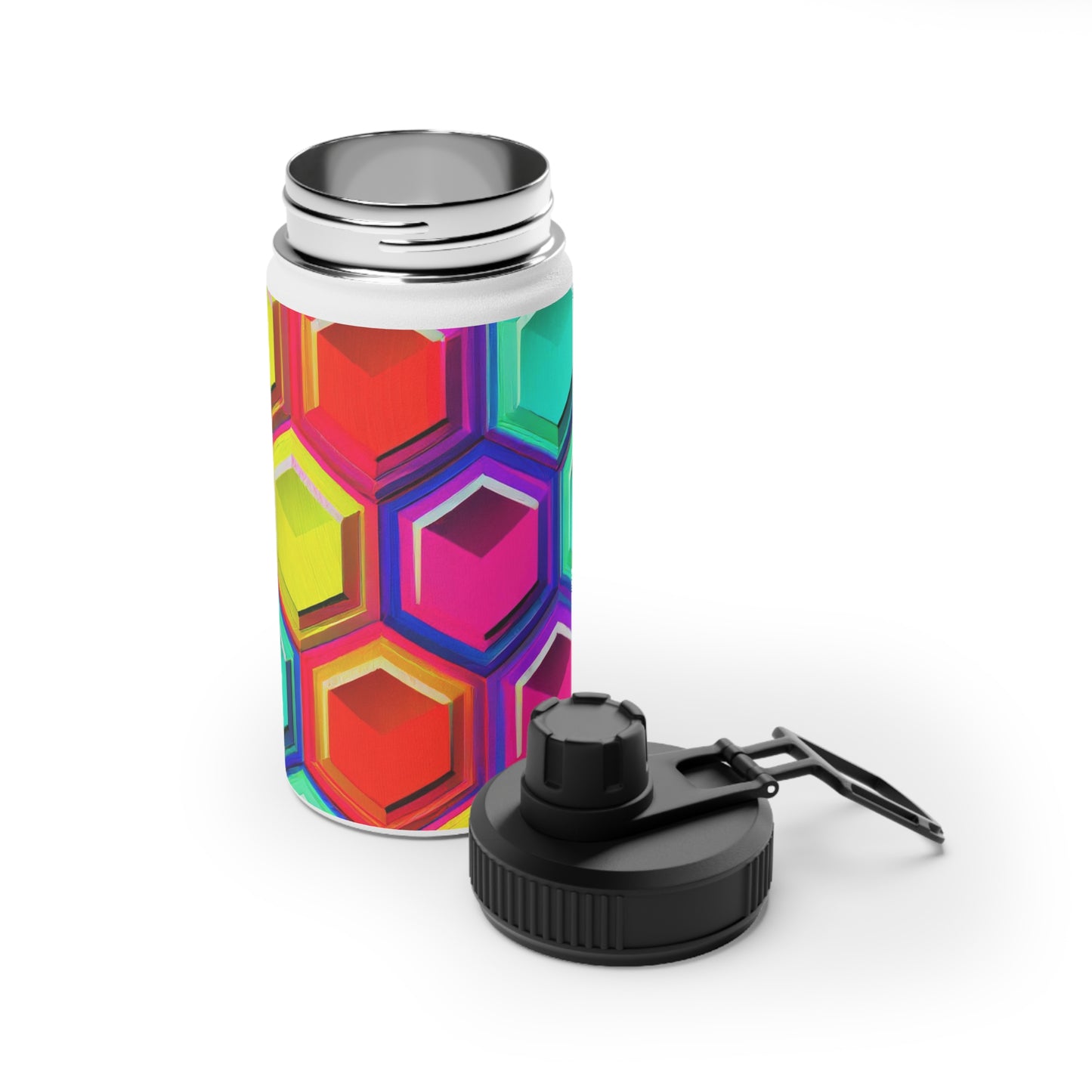 Honeycomb Stainless Steel Water Bottle, Sports Lid