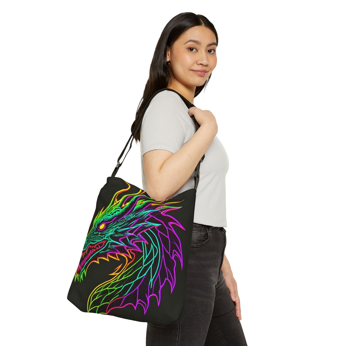 Neon Dragon Adjustable Tote Bag
