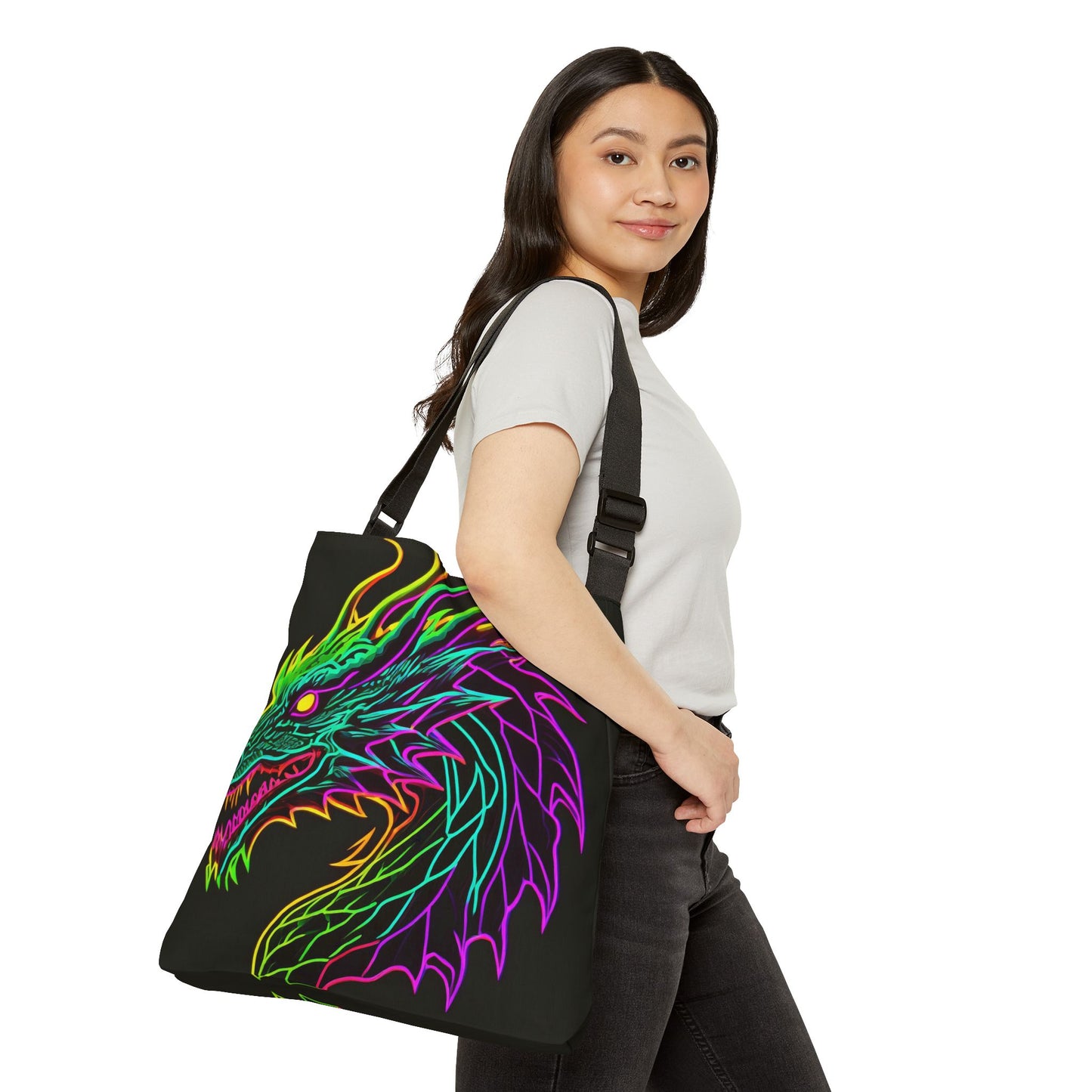 Neon Dragon Adjustable Tote Bag