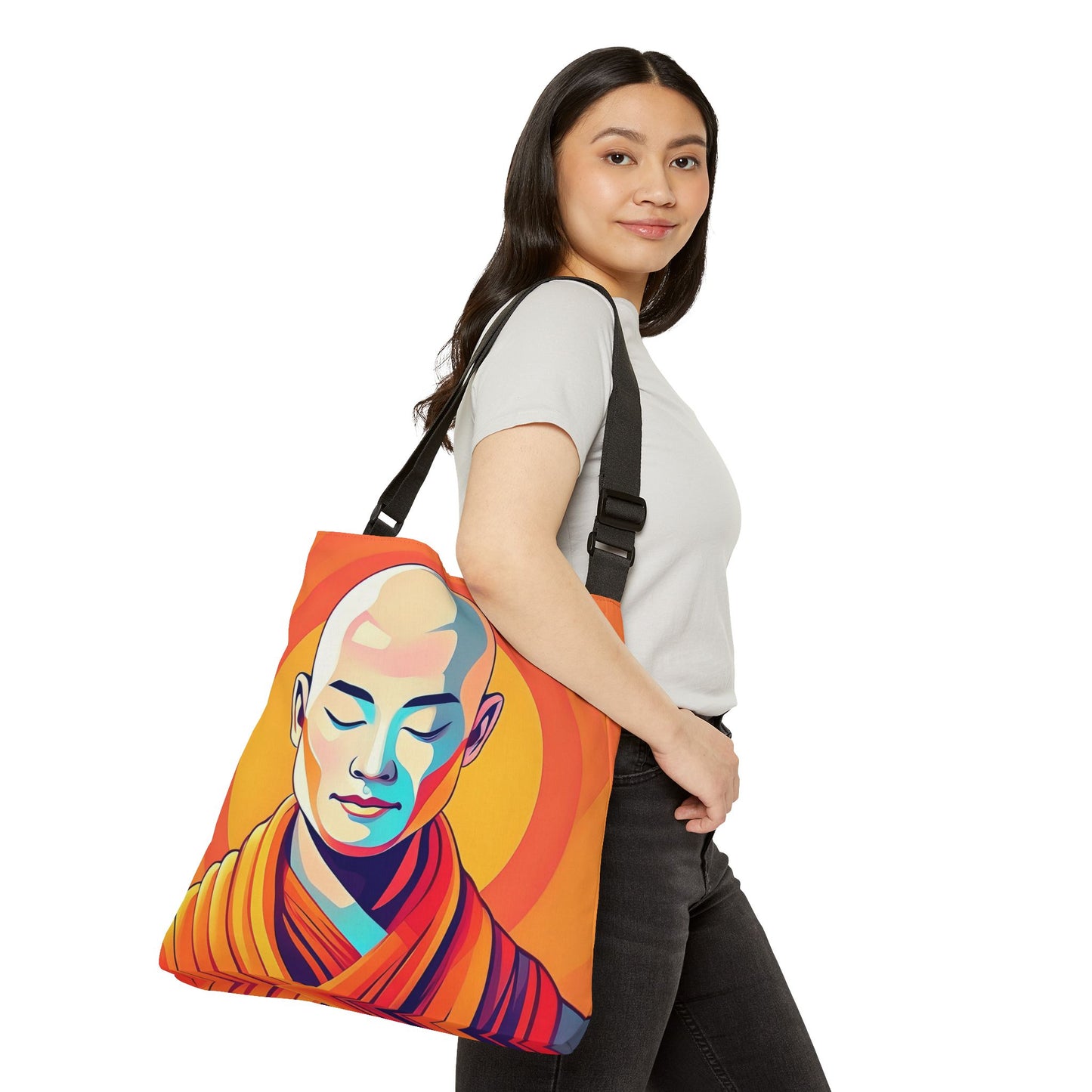 Meditating Monk Adjustable Tote Bag