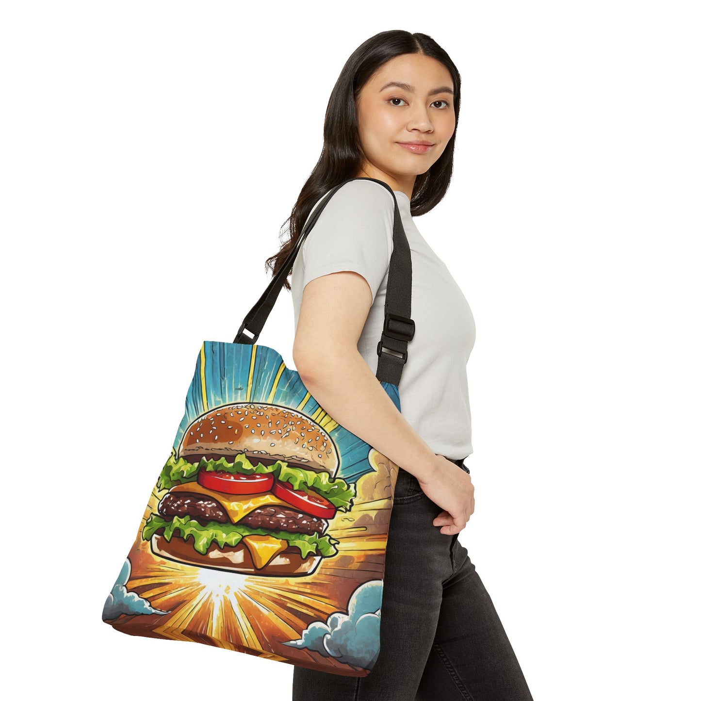 Heroic Hamburger Adjustable Tote Bag
