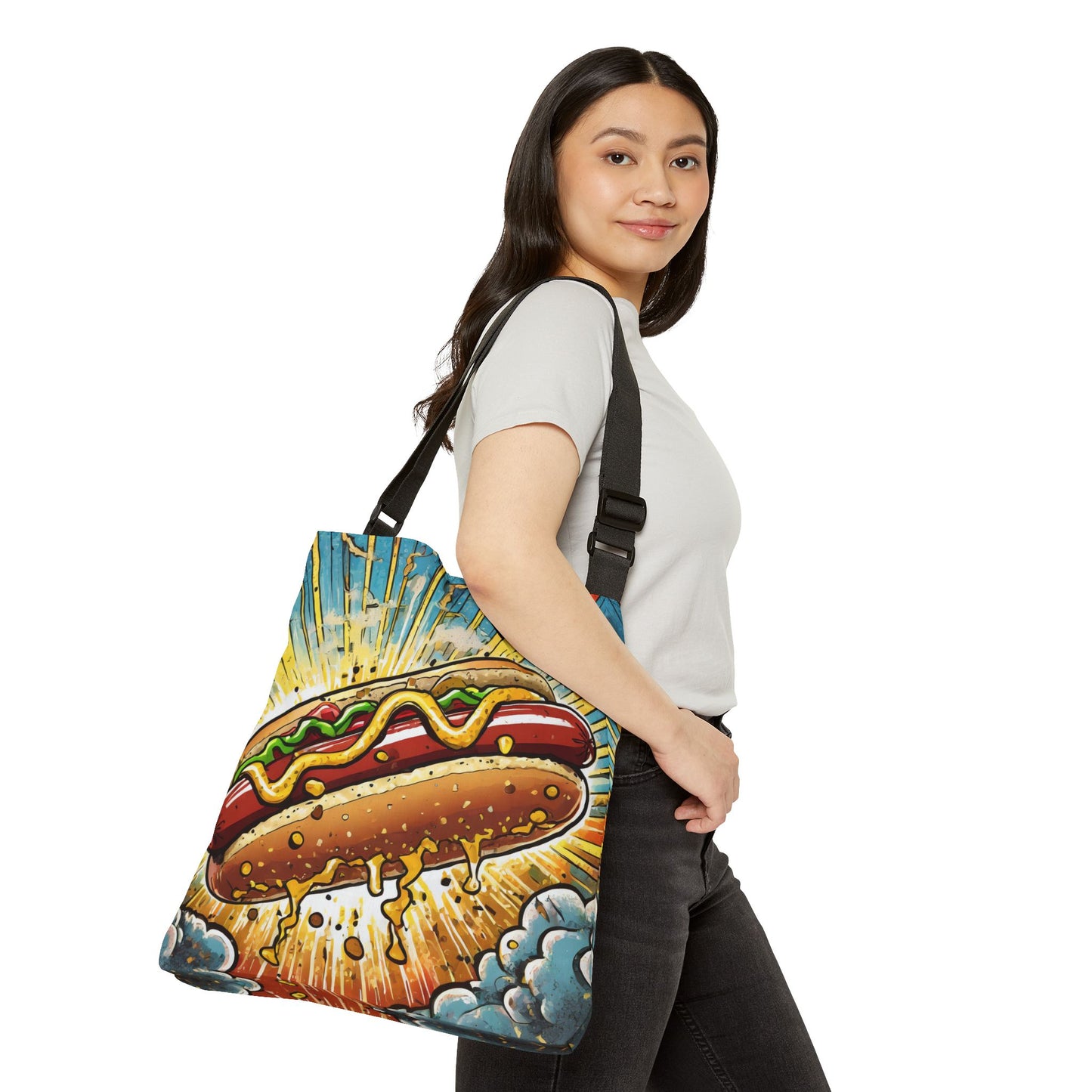 Heroic Hot Dog Adjustable Tote Bag