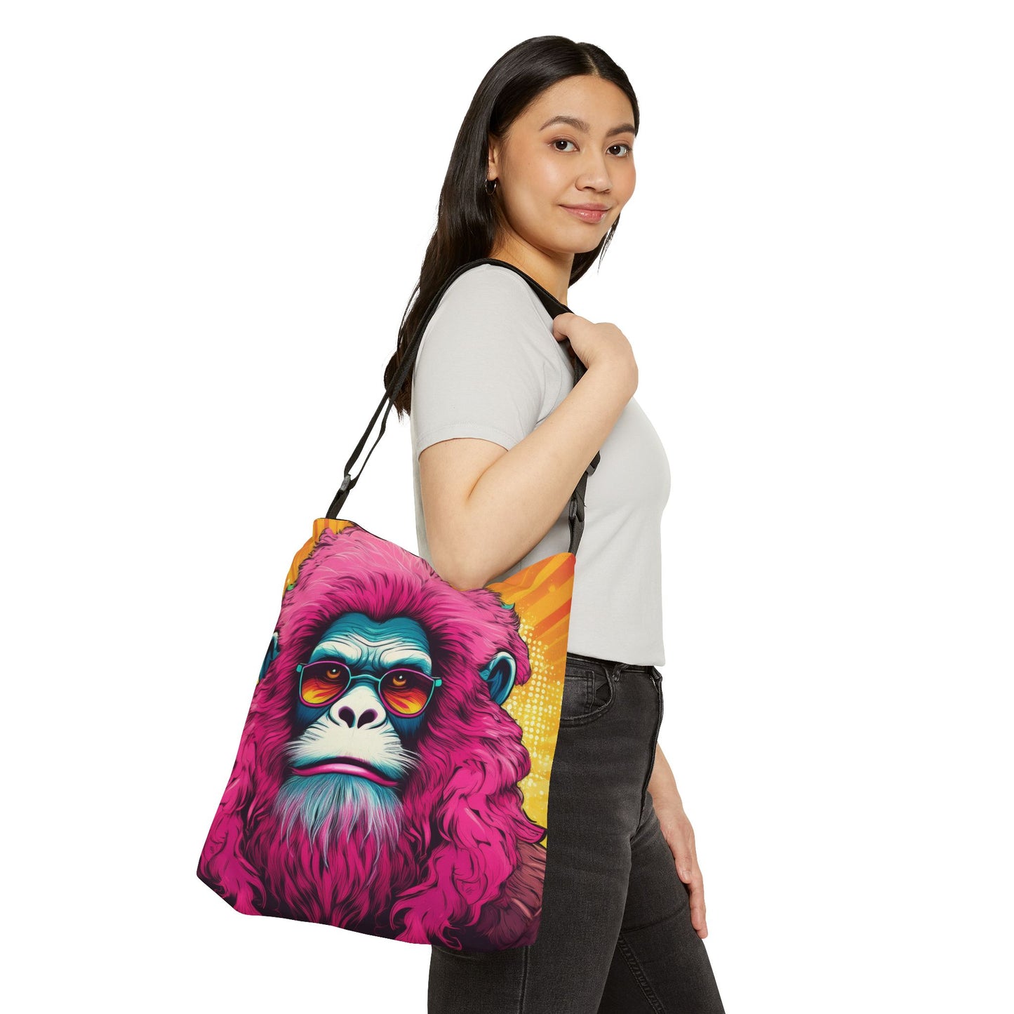 Pink Yeti Portrait Adjustable Tote Bag