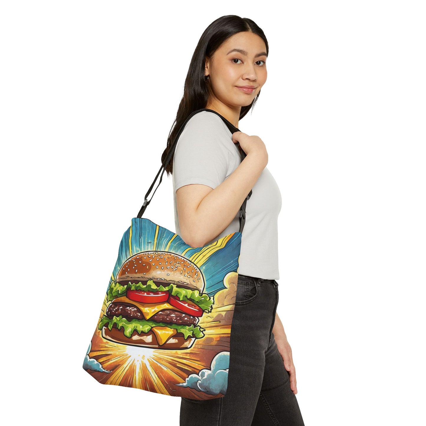 Heroic Hamburger Adjustable Tote Bag