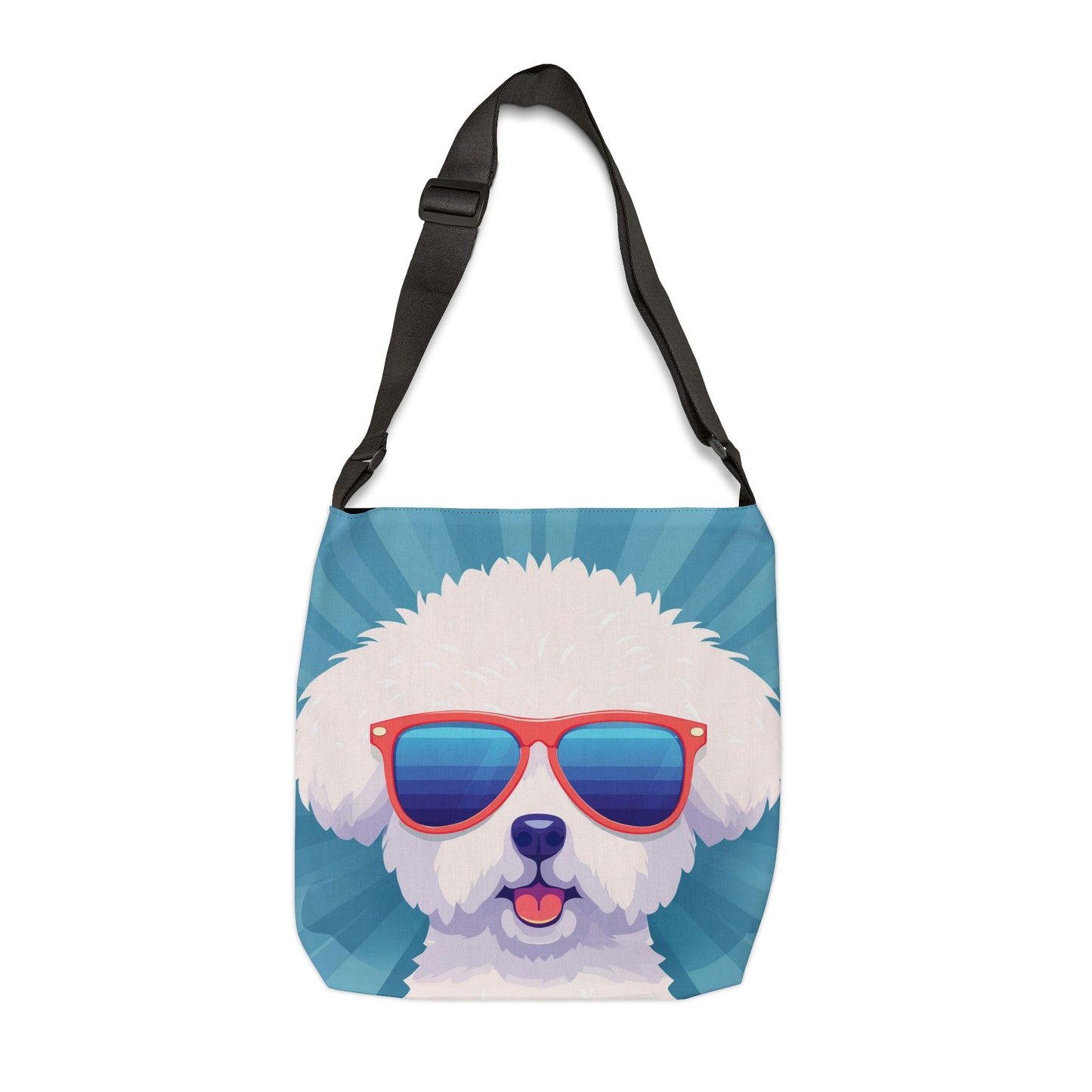 Fluffy Dog with Sunglasses Adjustable Tote Bag
