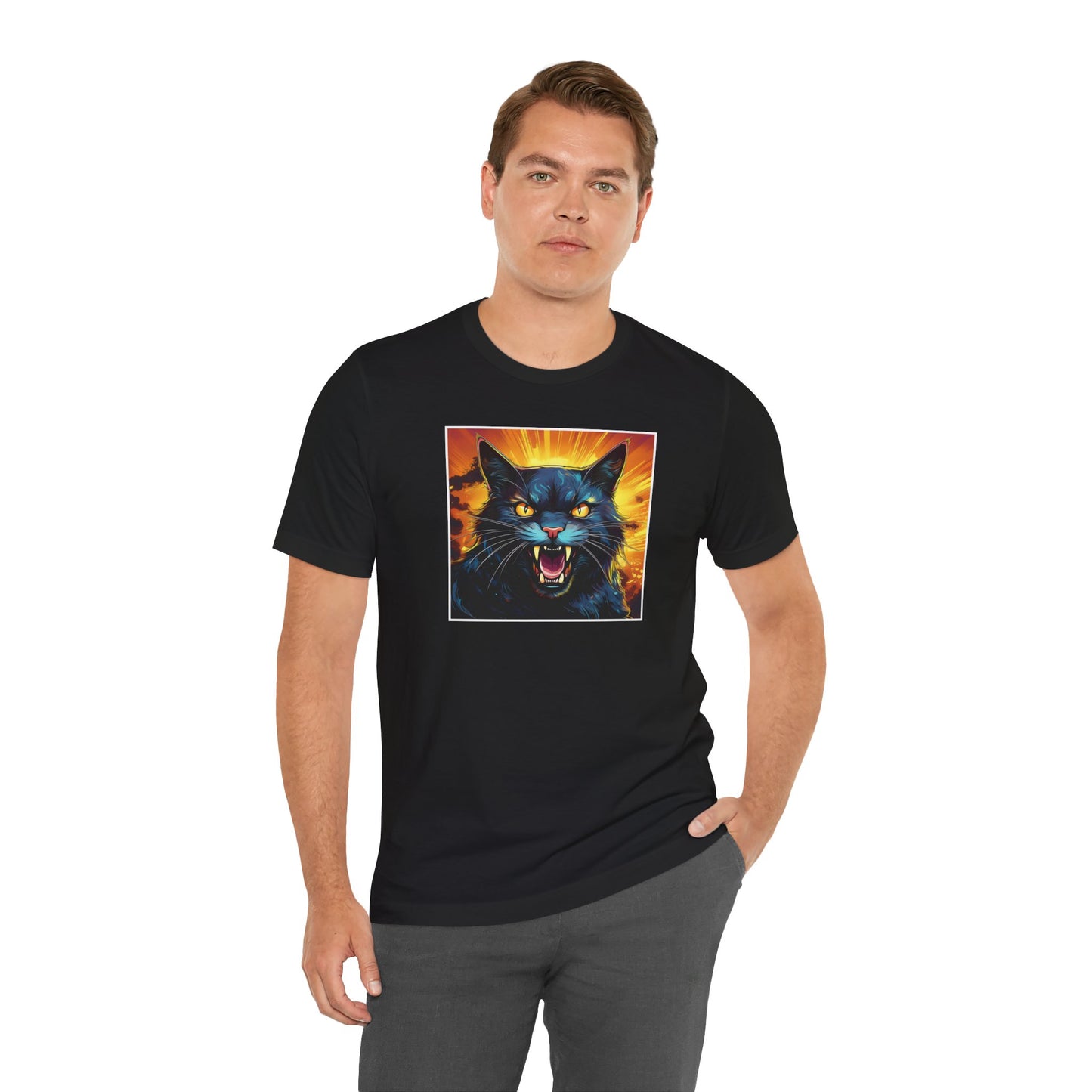 Scary Black Cat Unisex Jersey Short Sleeve Tee