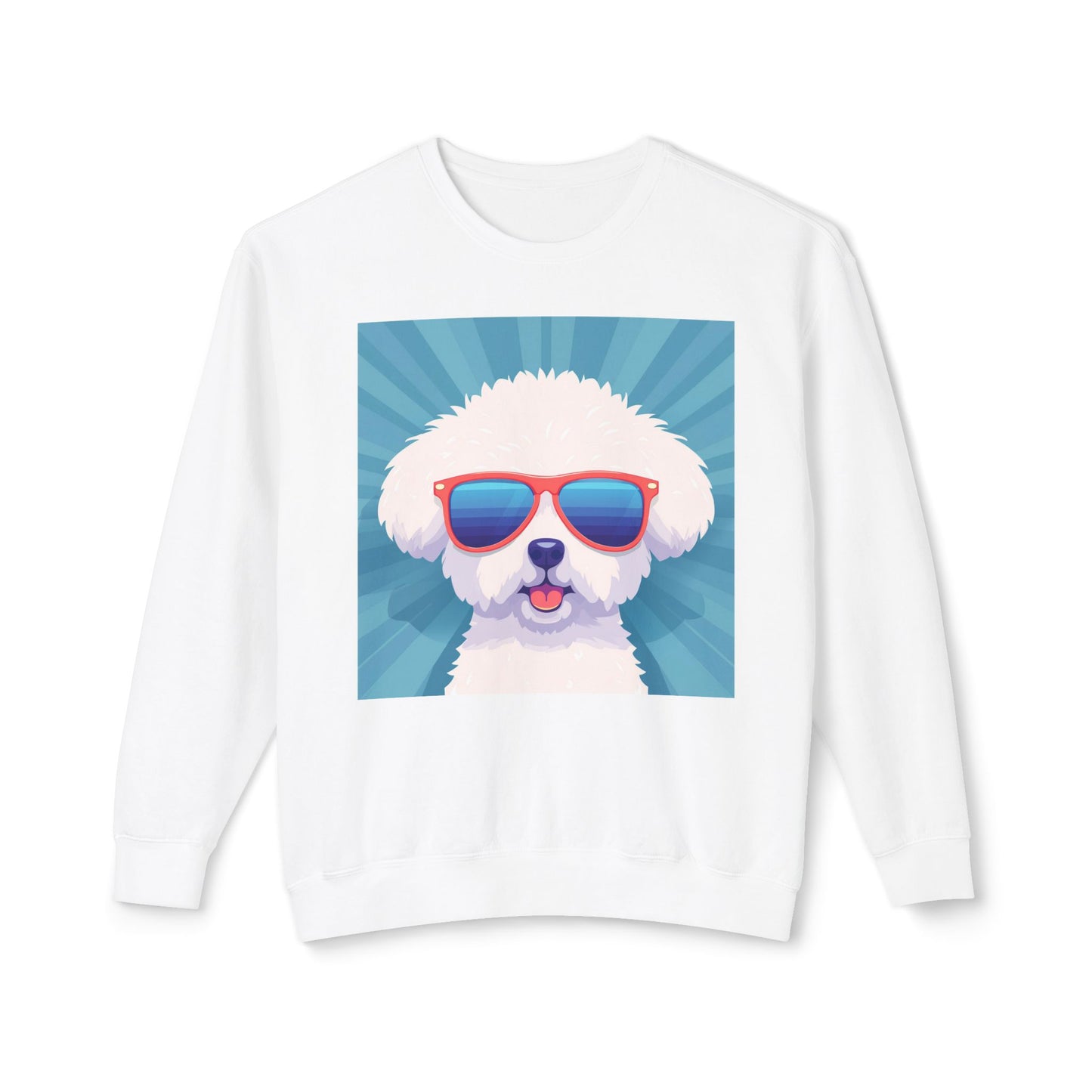 Fluffy Dog with Sunglasses 100% Cotton Sweatshirt