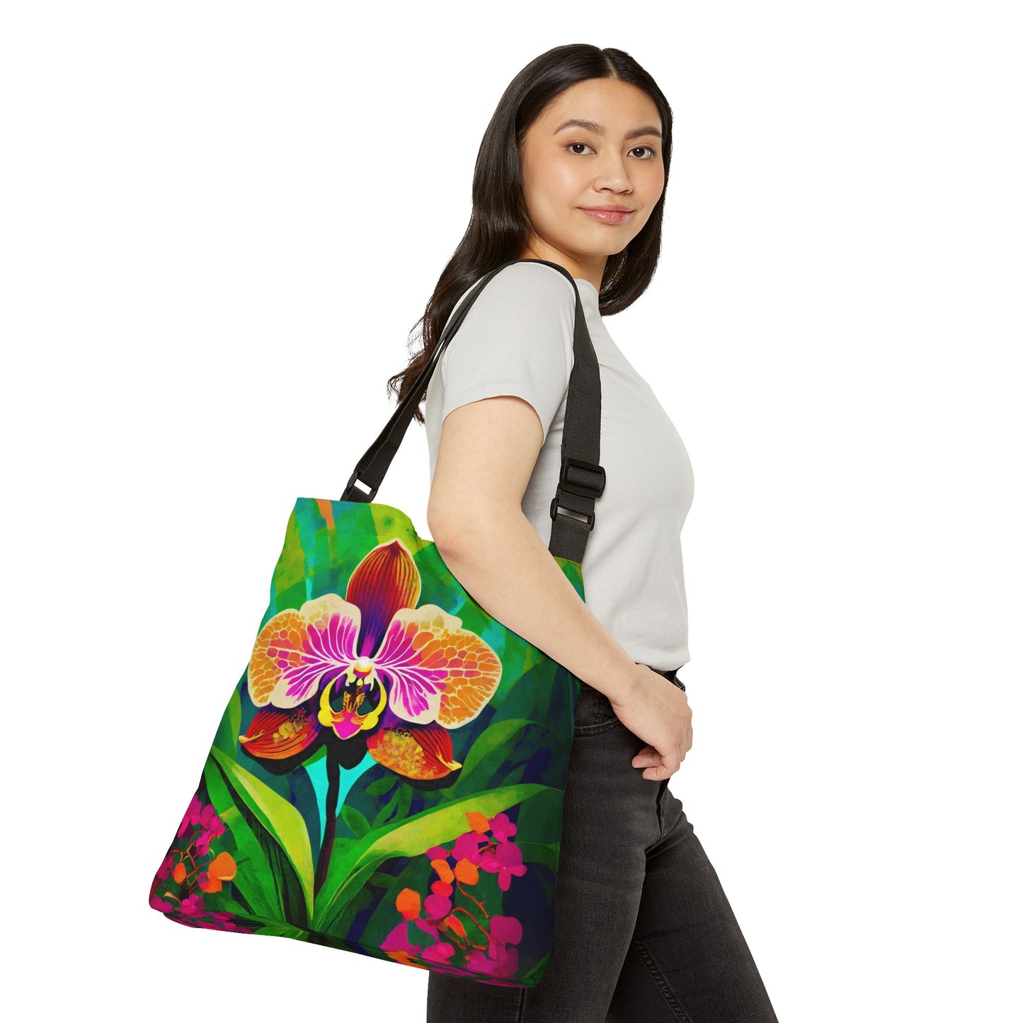 Jungle Orchid Adjustable Tote Bag