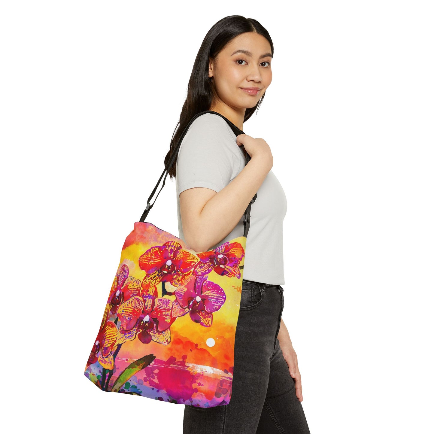 Orchids at Sunset Adjustable Tote Bag