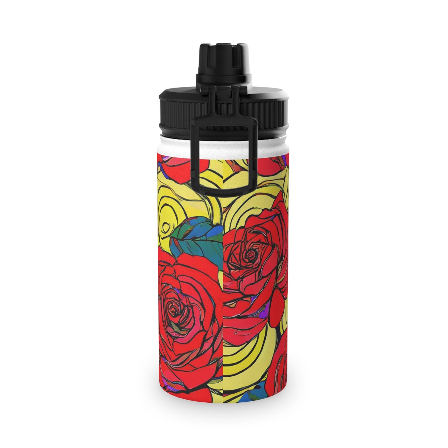 Red Roses Stainless Steel Water Bottle, Sports Lid