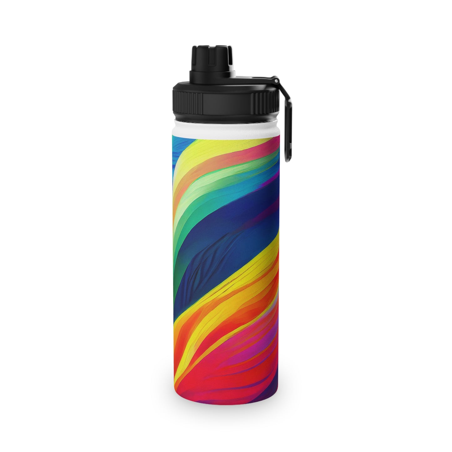 Color Waves Stainless Steel Water Bottle, Sports Lid