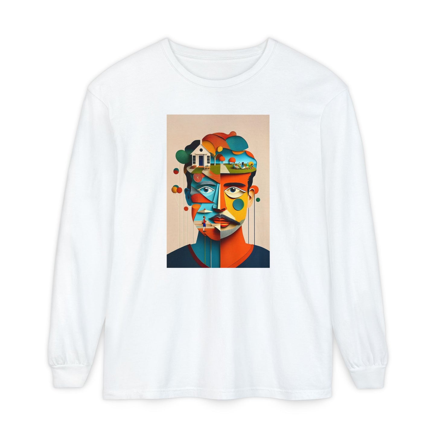 Abstract Face Long Sleeve Tee
