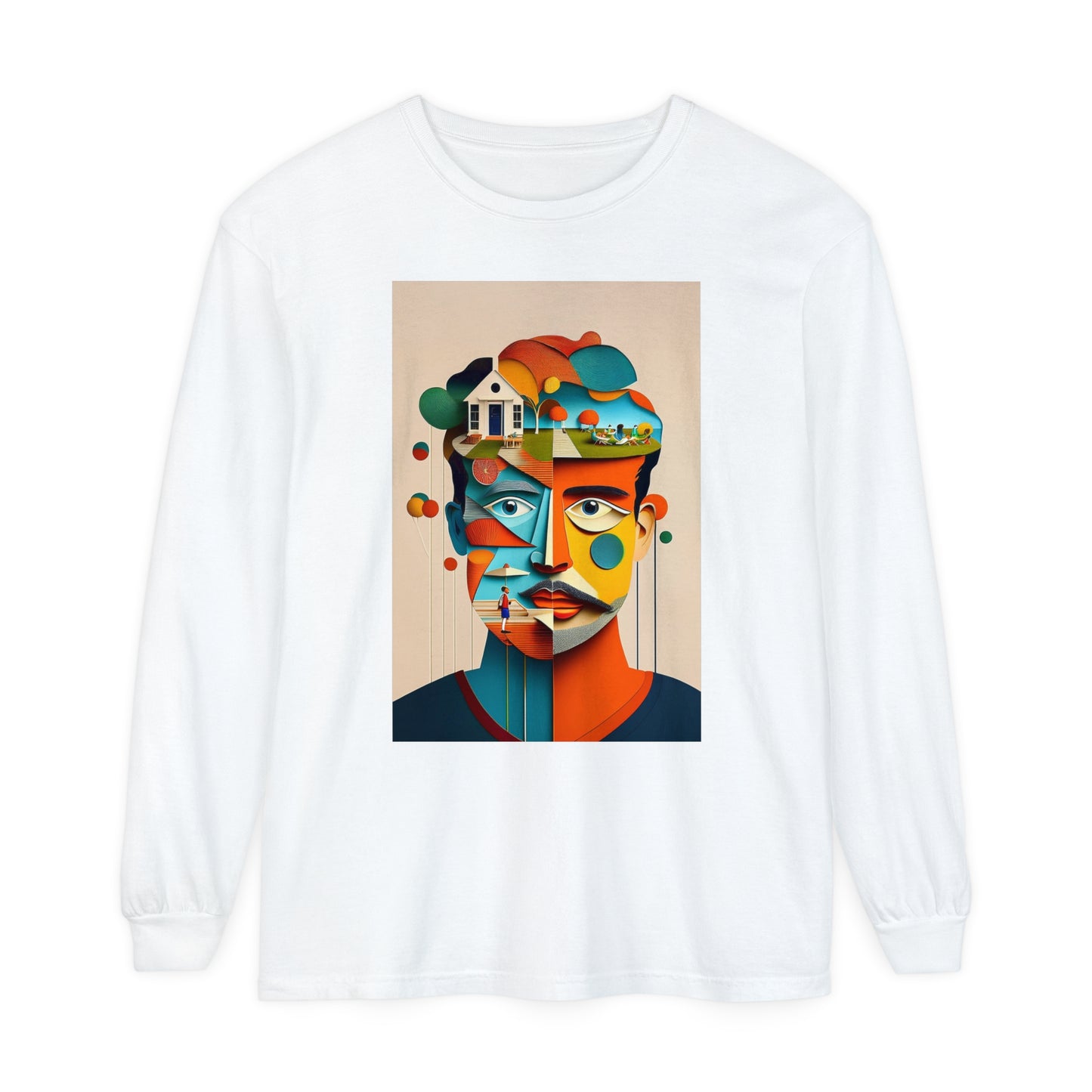 Abstract Face Long Sleeve Tee