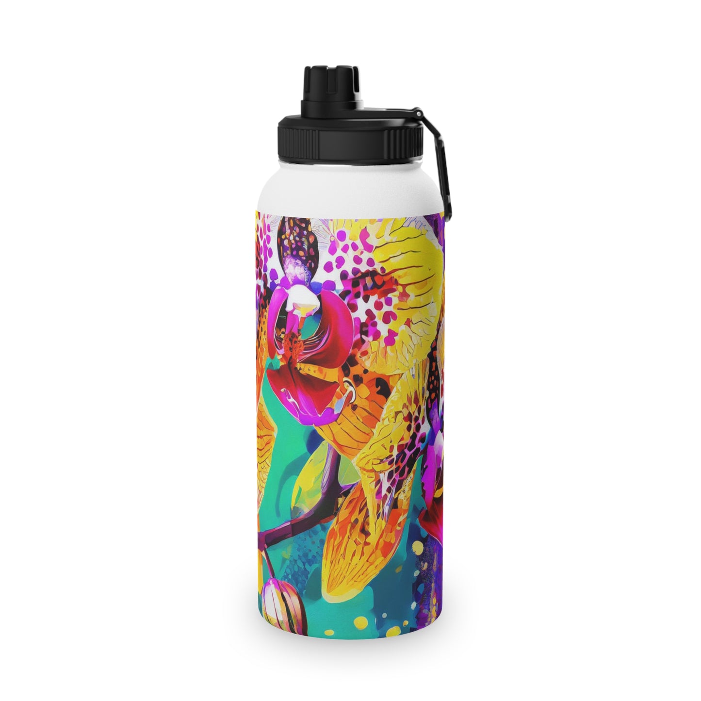 Tropical Orchid Stainless Steel Water Bottle, Sports Lid