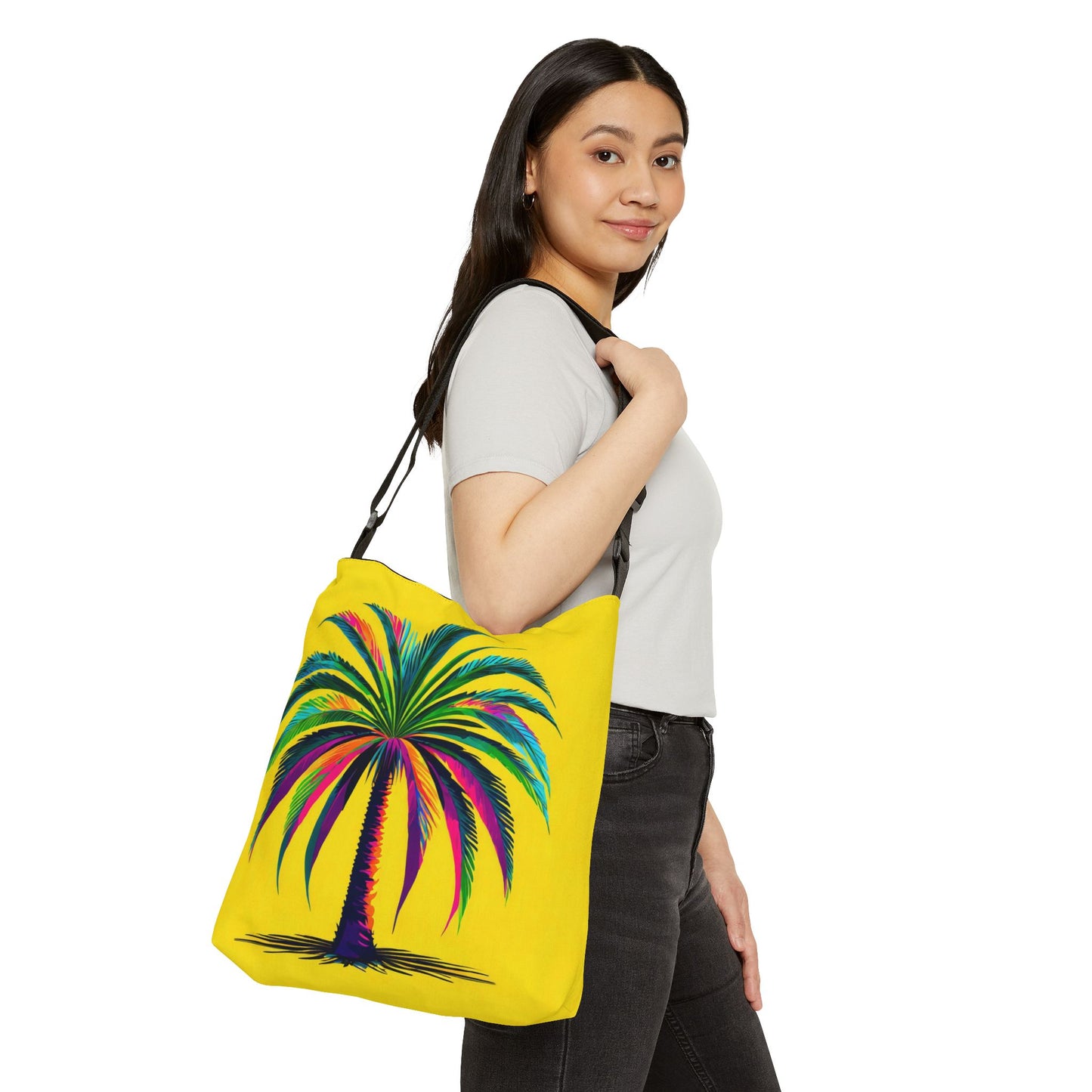 Palmetto on Yellow Adjustable Tote Bag