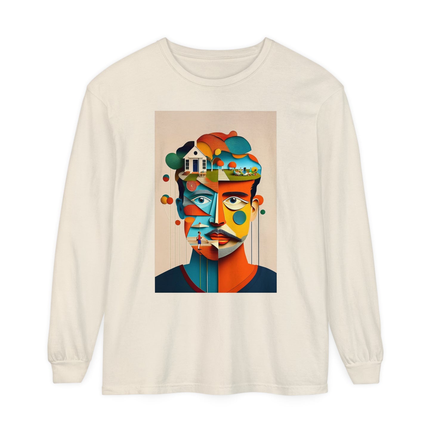 Abstract Face Long Sleeve Tee