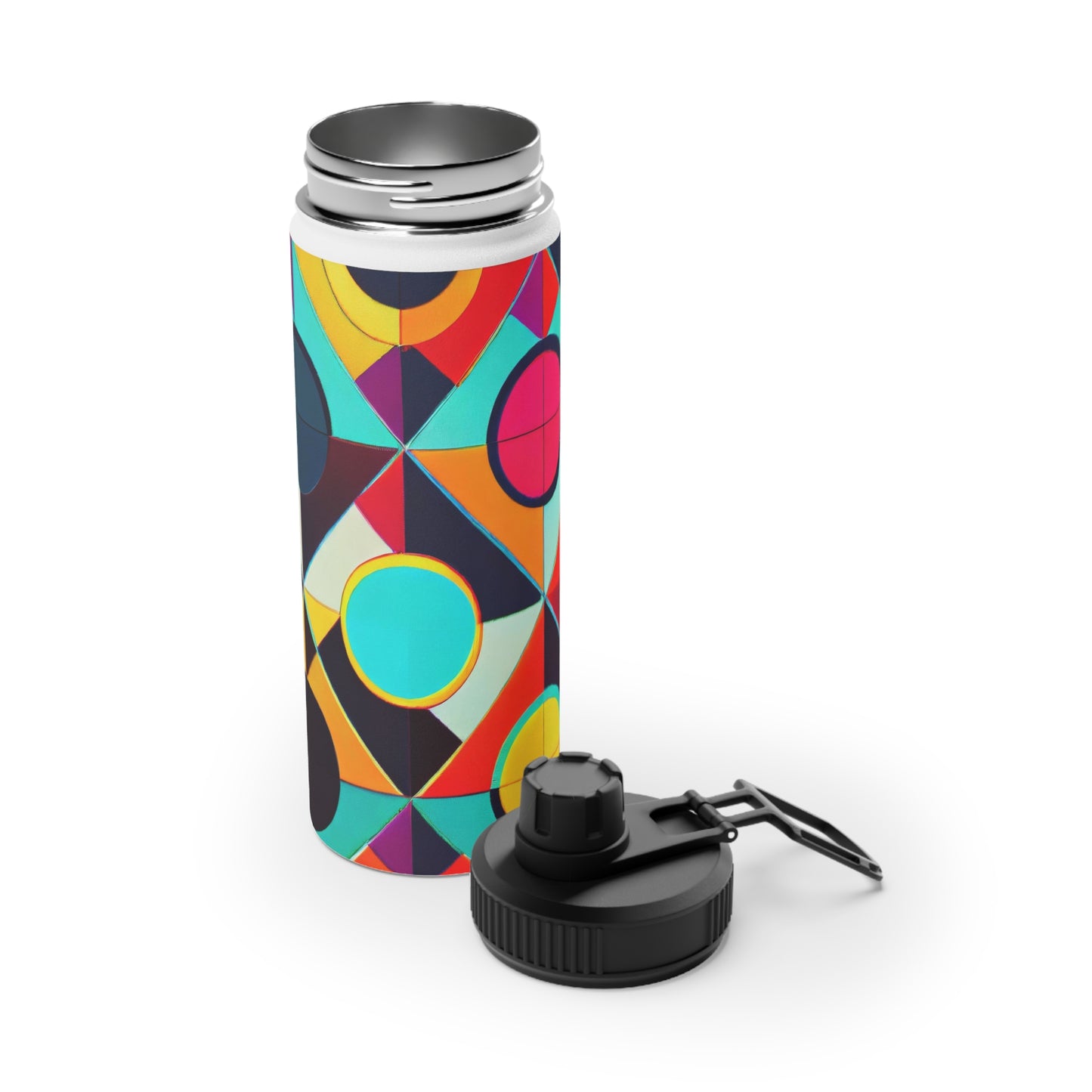 Colorful Geometric Stainless Steel Water Bottle, Sports Lid