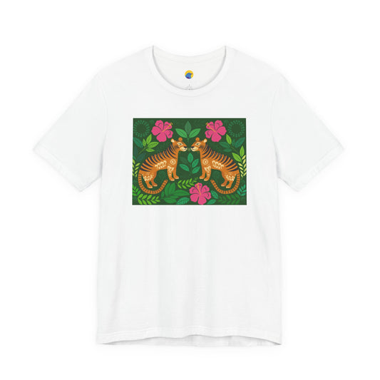 Tropical Tiger Duet – Colorful Folk Art Tiger Graphic Tee
