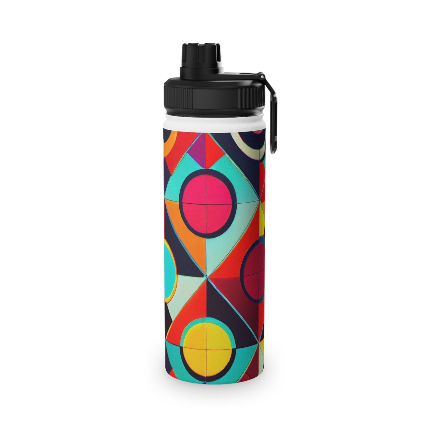 Colorful Geometric Stainless Steel Water Bottle, Sports Lid