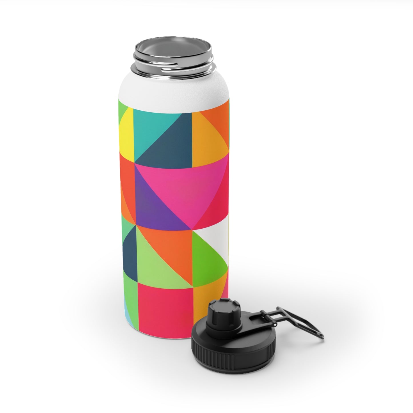 Modern Geometric Stainless Steel Water Bottle, Sports Lid