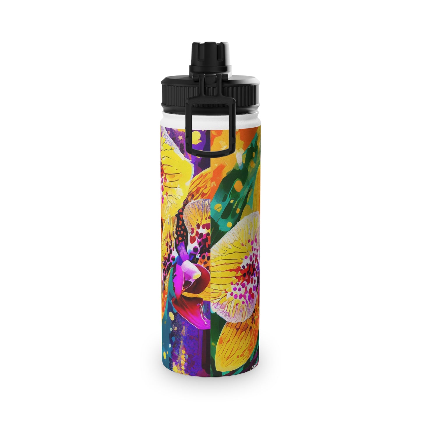 Tropical Orchid Stainless Steel Water Bottle, Sports Lid