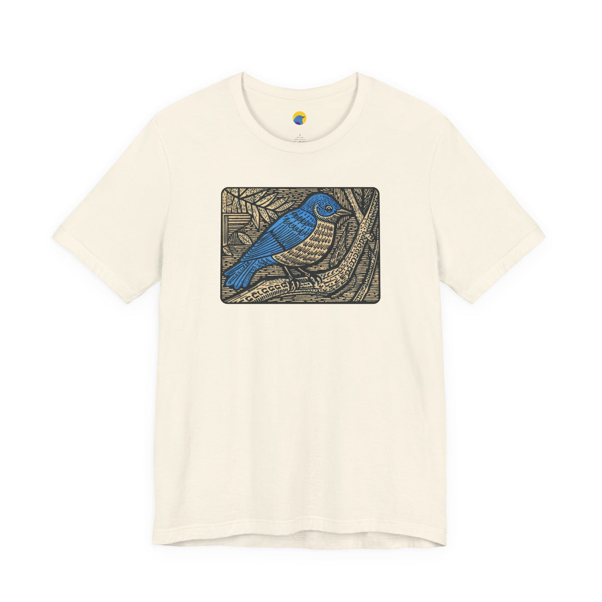 Bluebird Woodcut – Vintage-Inspired Bird Art Graphic Tee