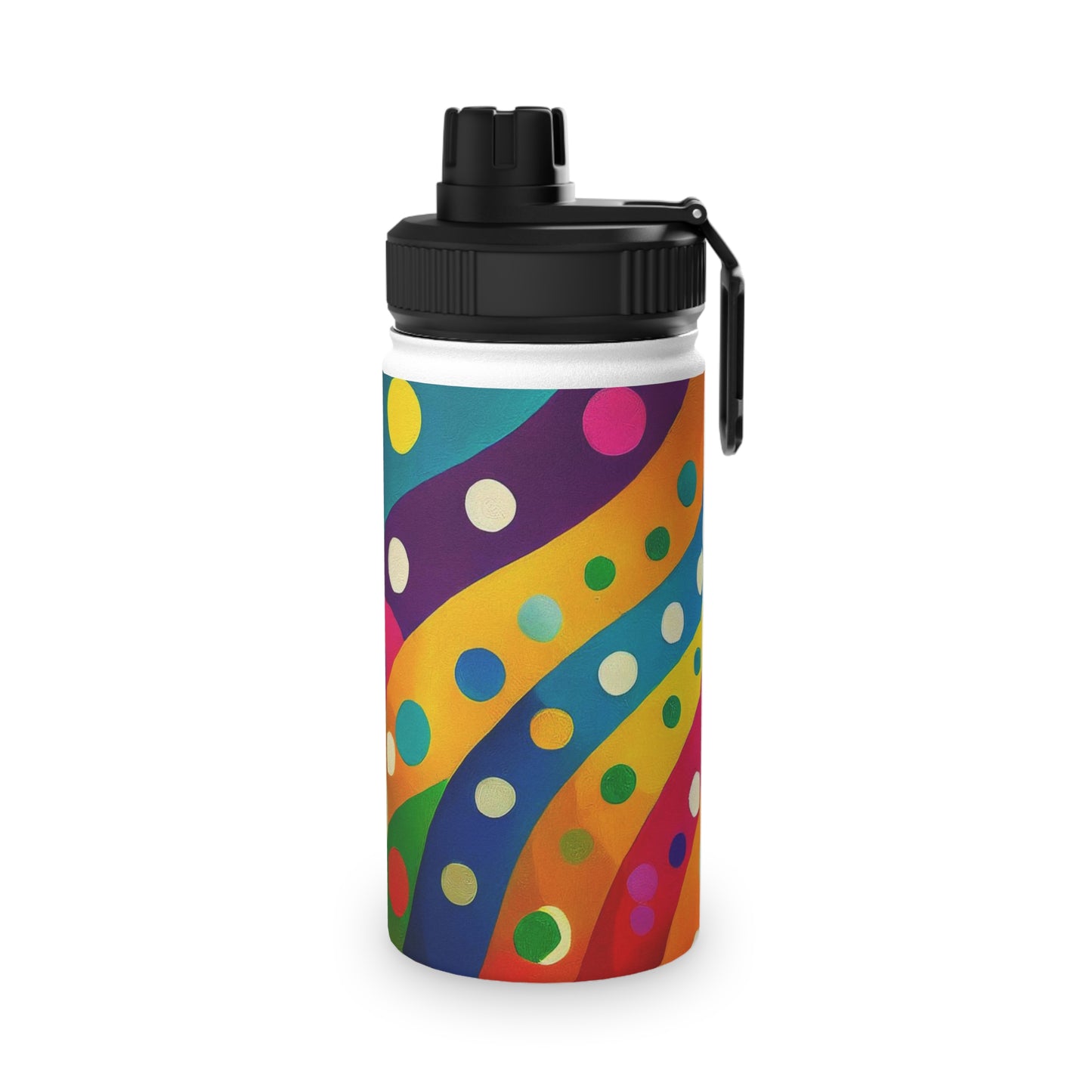 Dotted Stripes Stainless Steel Water Bottle, Sports Lid