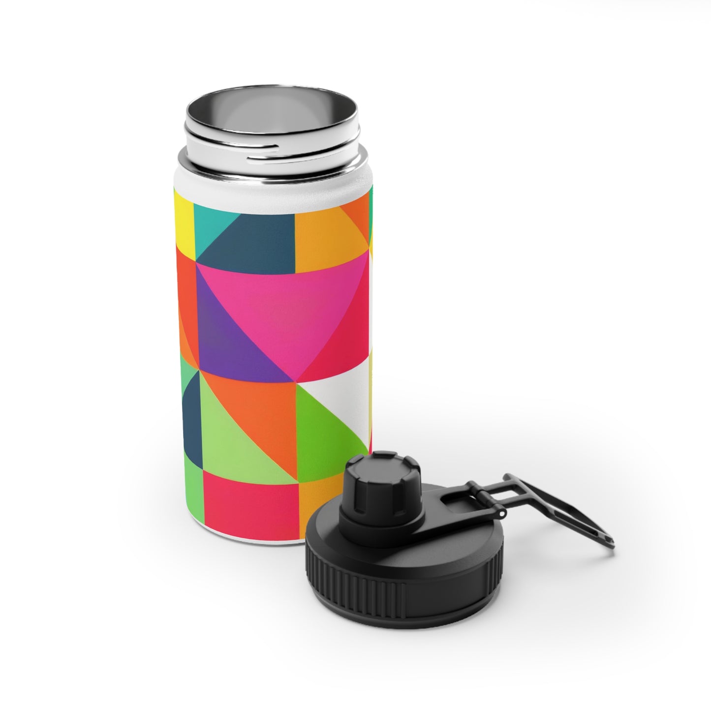 Modern Geometric Stainless Steel Water Bottle, Sports Lid