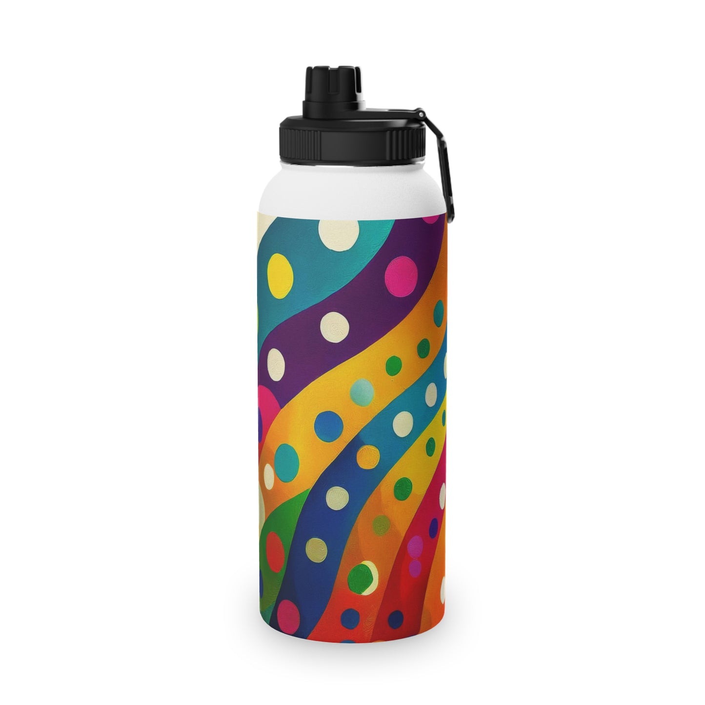 Dotted Stripes Stainless Steel Water Bottle, Sports Lid