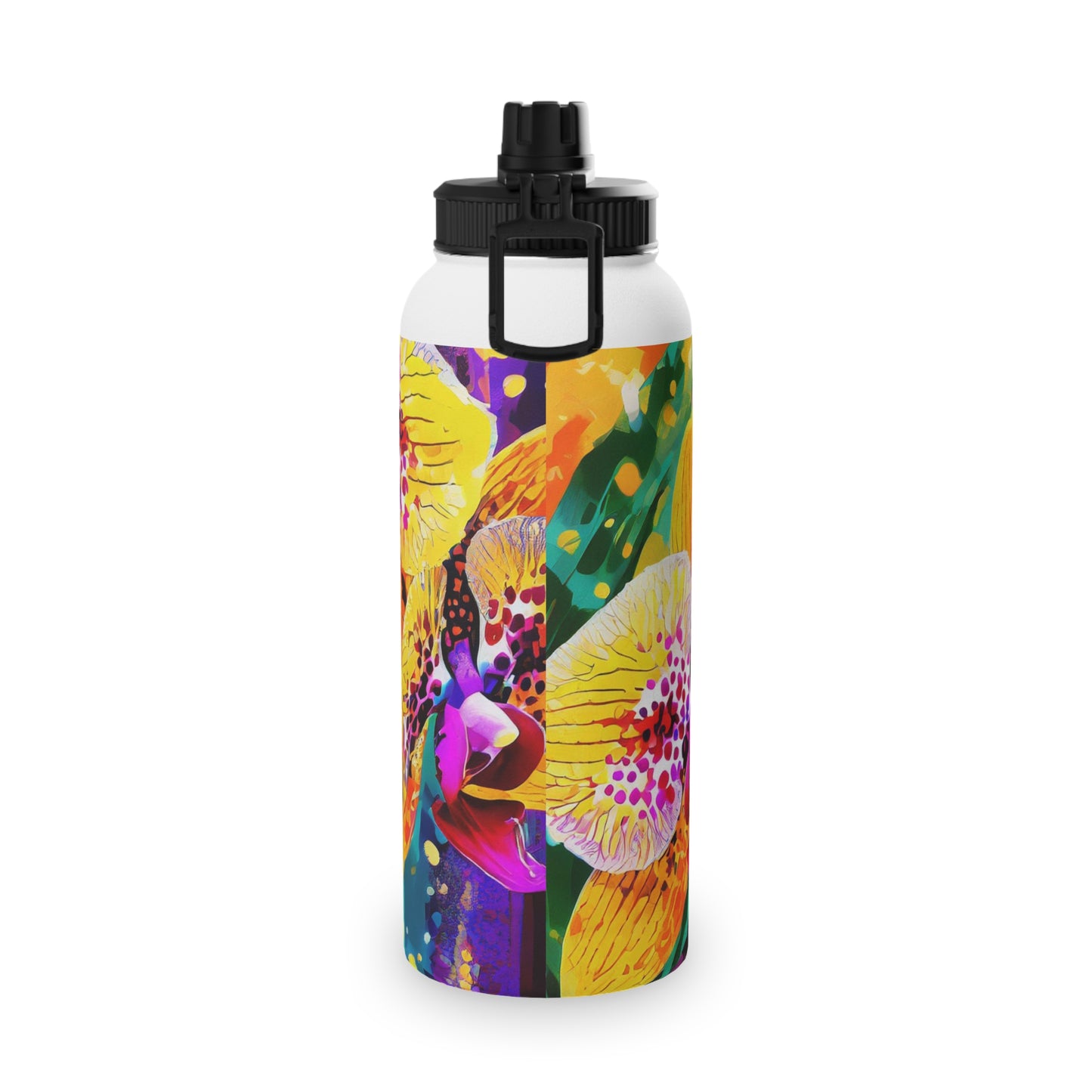 Tropical Orchid Stainless Steel Water Bottle, Sports Lid