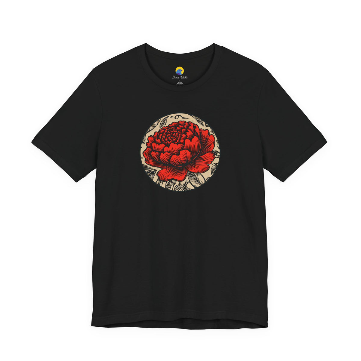 Crimson Peony – Vintage Botanical Flower Graphic Tee