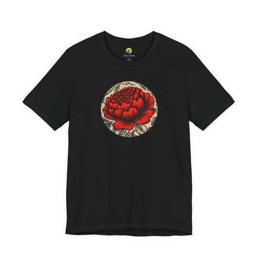 Crimson Peony – Vintage Botanical Flower Graphic Tee