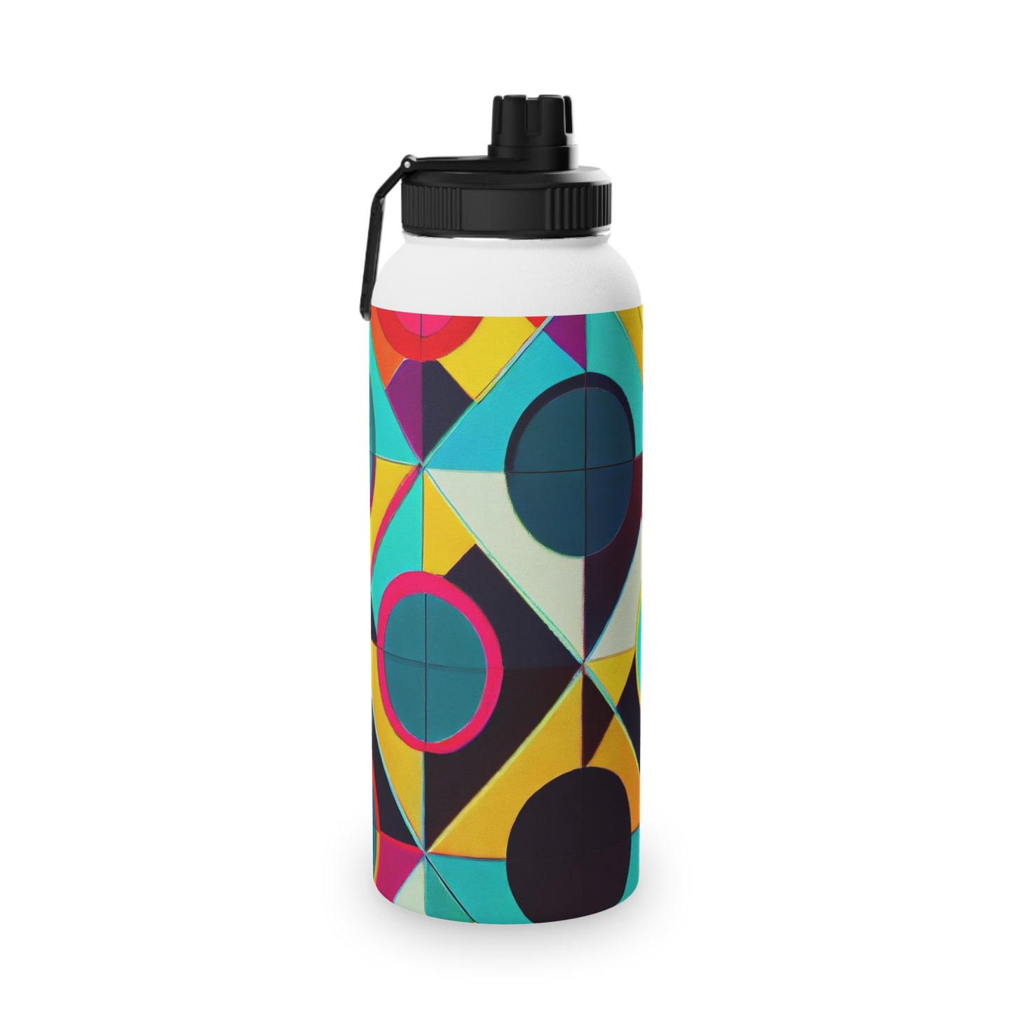 Colorful Geometric Stainless Steel Water Bottle, Sports Lid