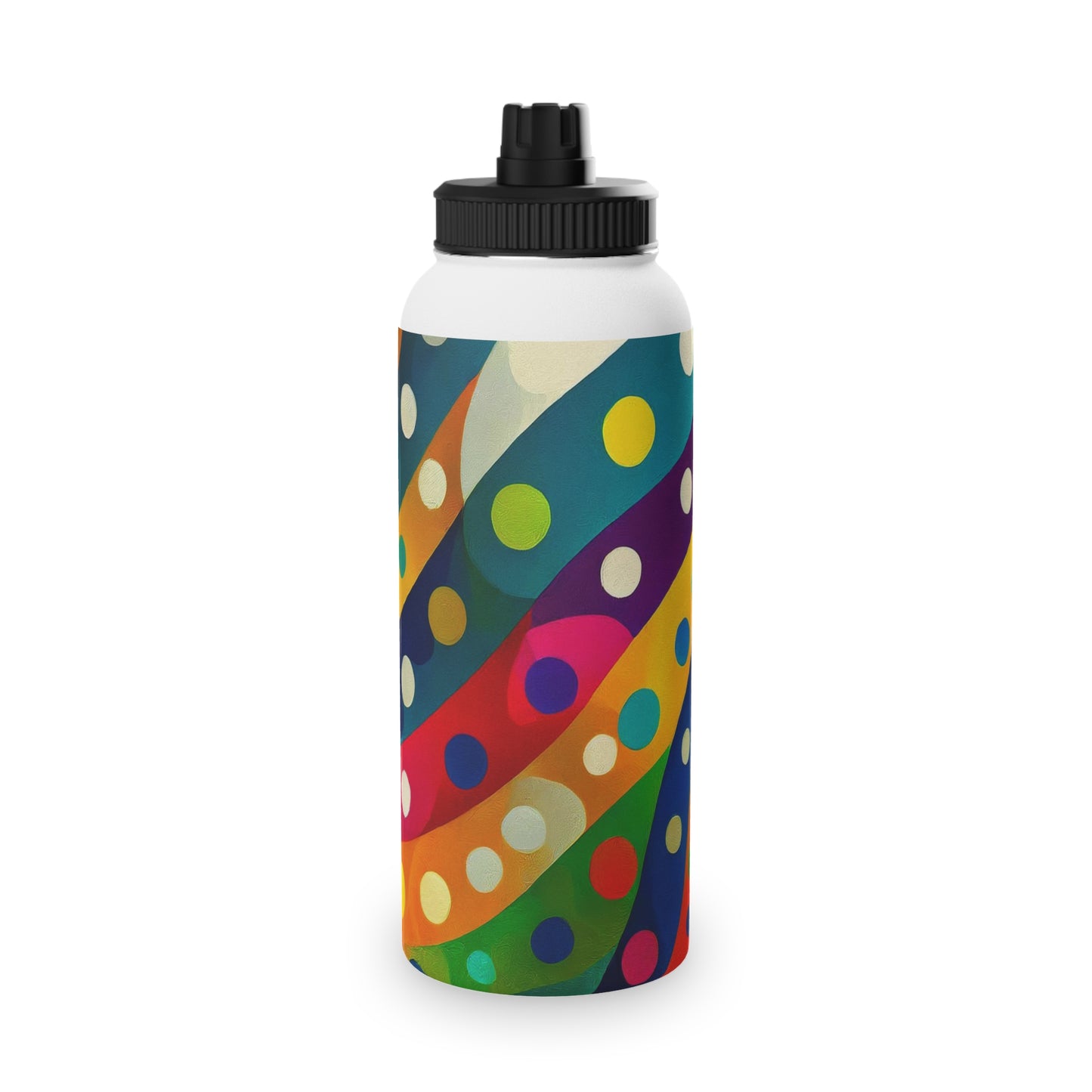 Dotted Stripes Stainless Steel Water Bottle, Sports Lid