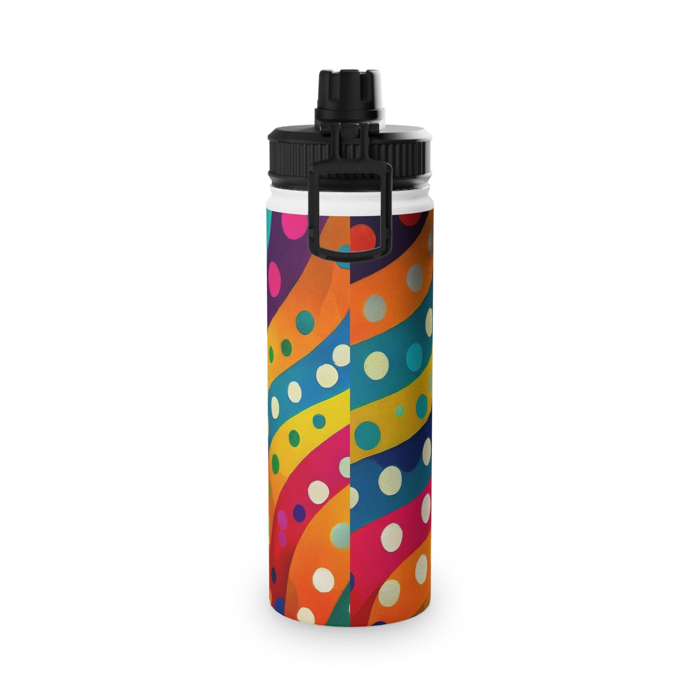 Dotted Stripes Stainless Steel Water Bottle, Sports Lid