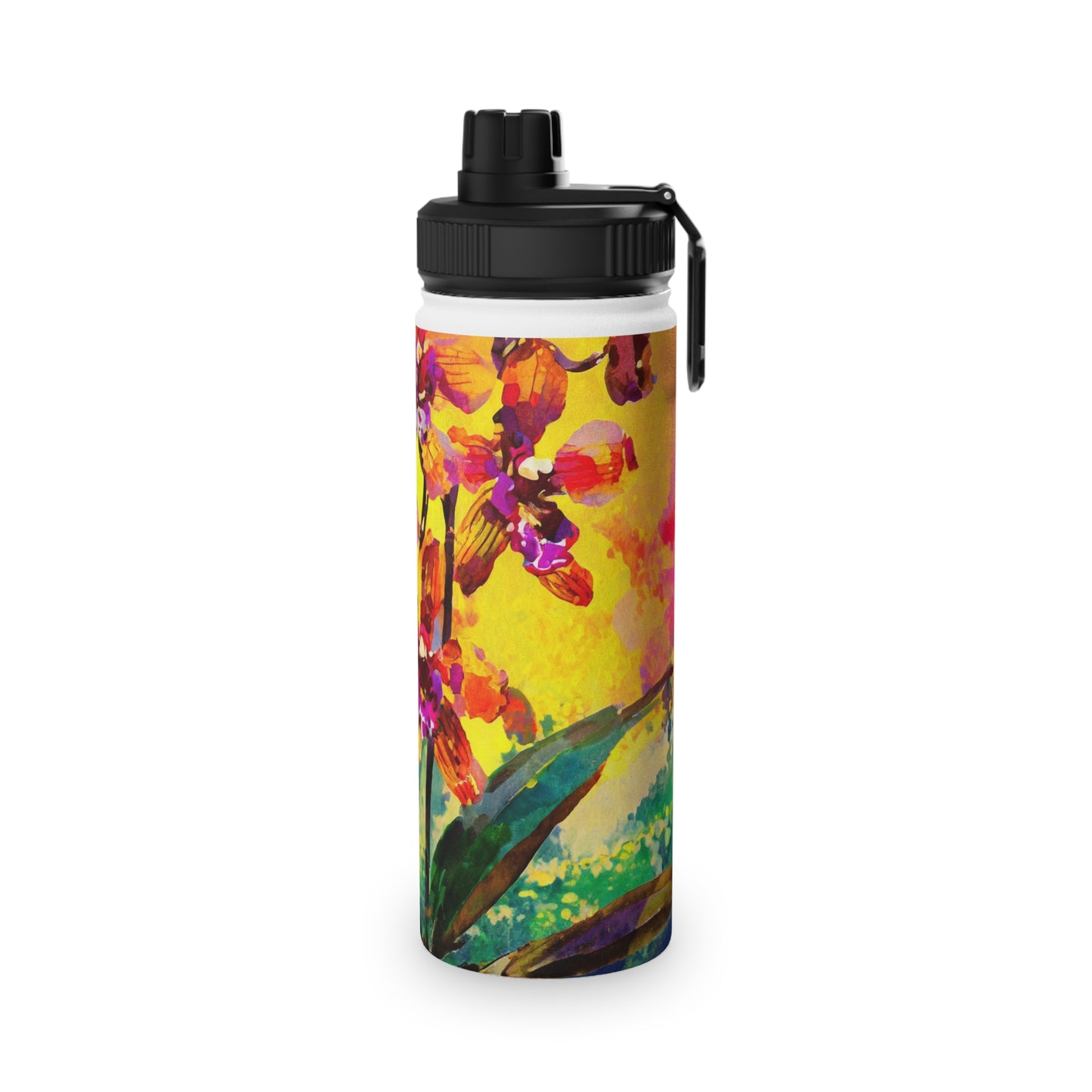 Orchids at Sunset Stainless Steel Water Bottle, Sports Lid