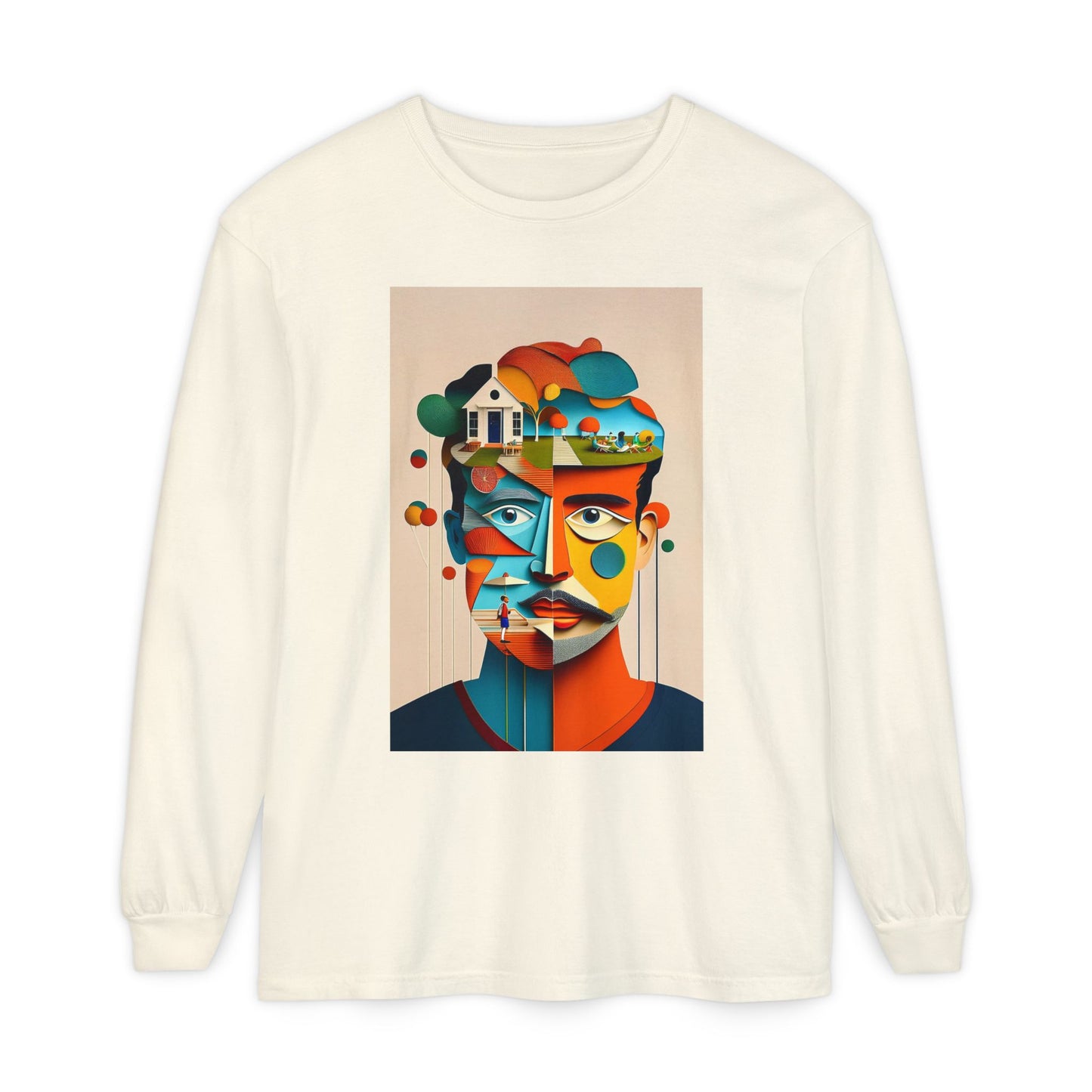 Abstract Face Long Sleeve Tee