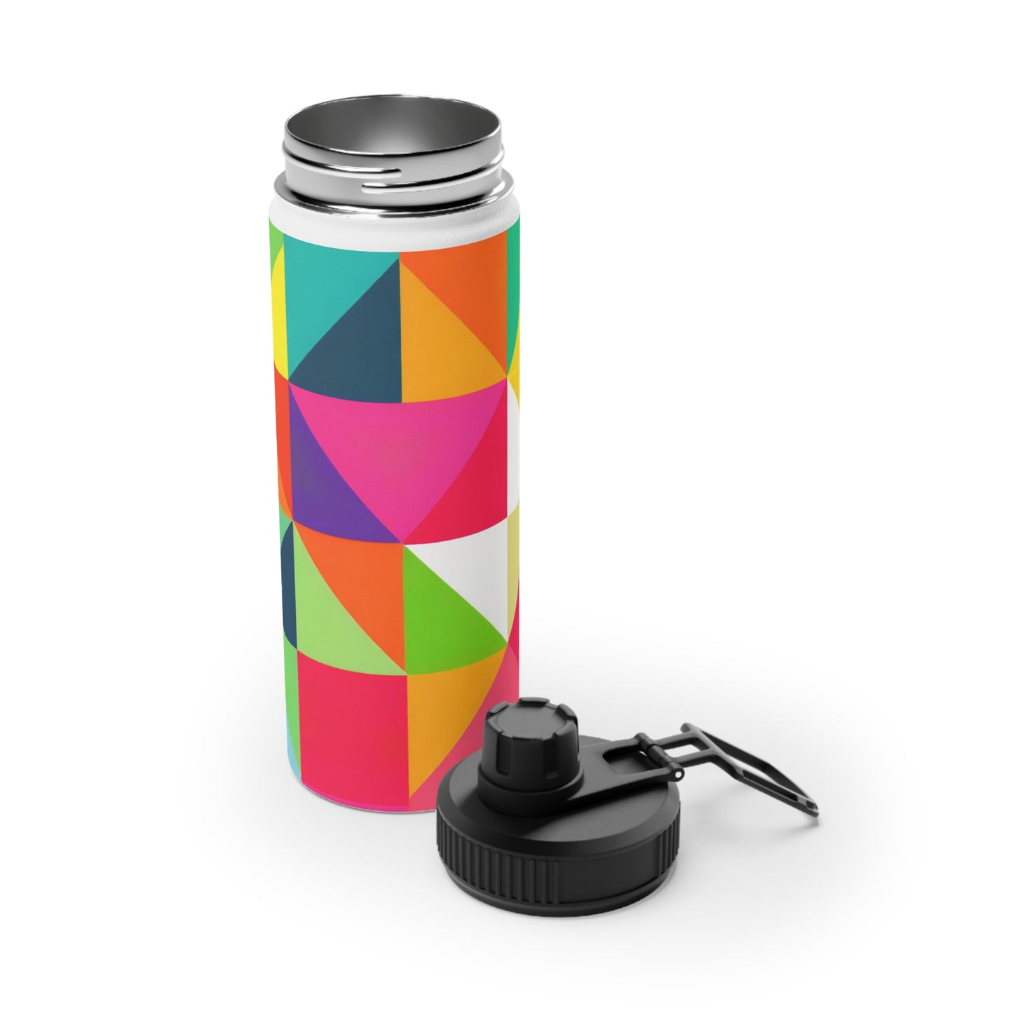 Modern Geometric Stainless Steel Water Bottle, Sports Lid