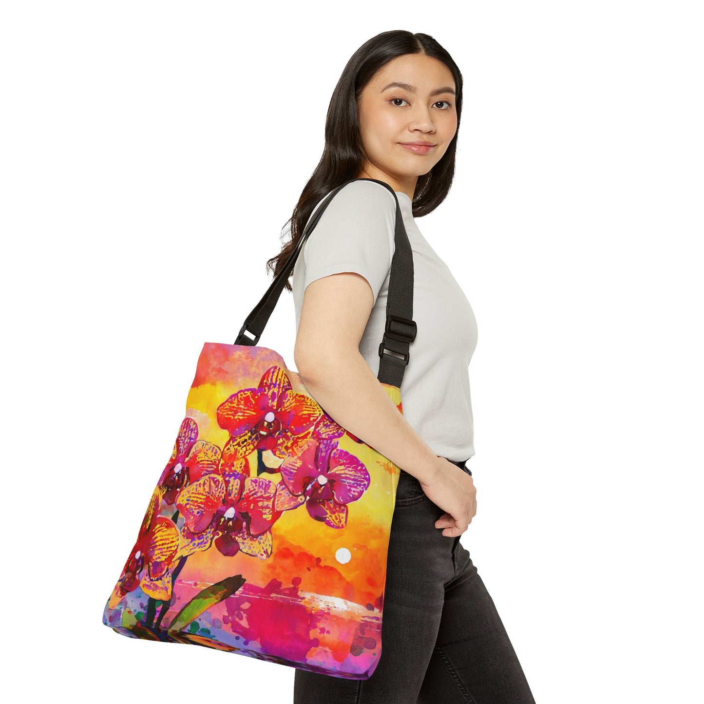 Orchids at Sunset Adjustable Tote Bag