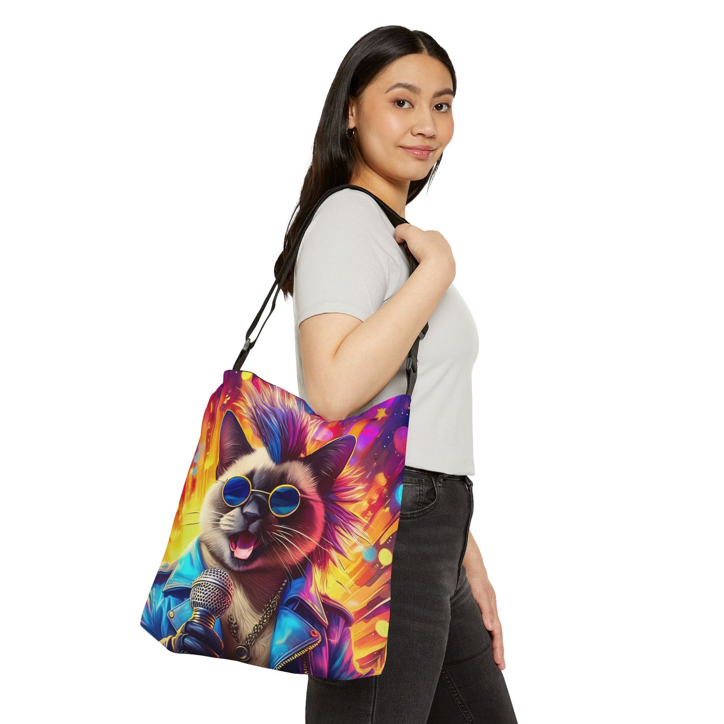 Rockin' Kitty Adjustable Tote Bag