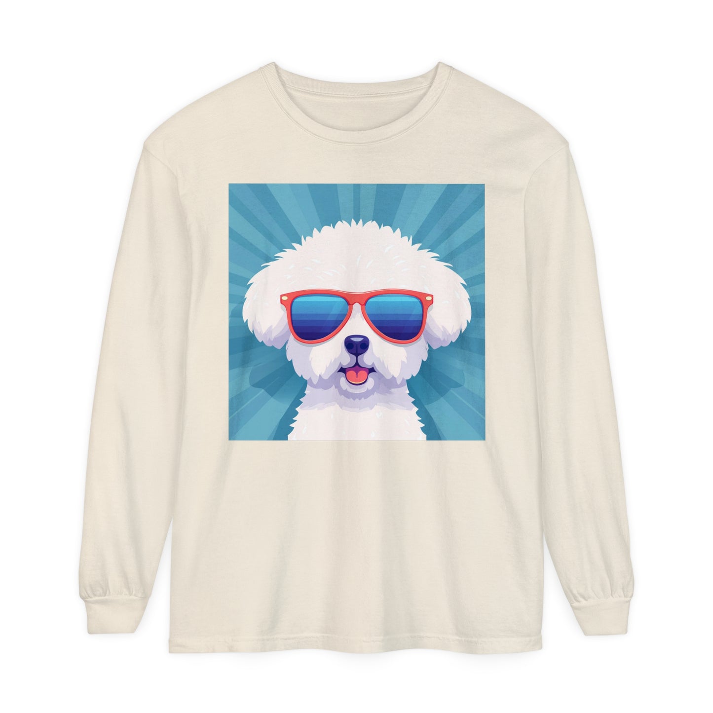 Fluffy Dog with Sunglasses Long Sleeve Tee