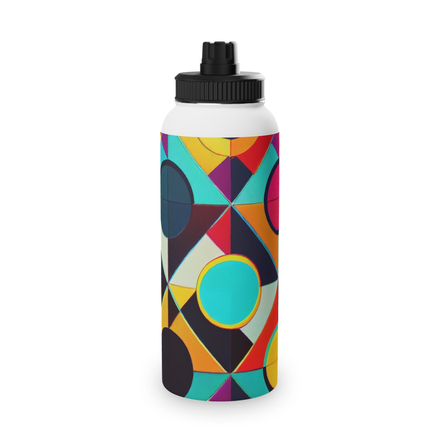 Colorful Geometric Stainless Steel Water Bottle, Sports Lid