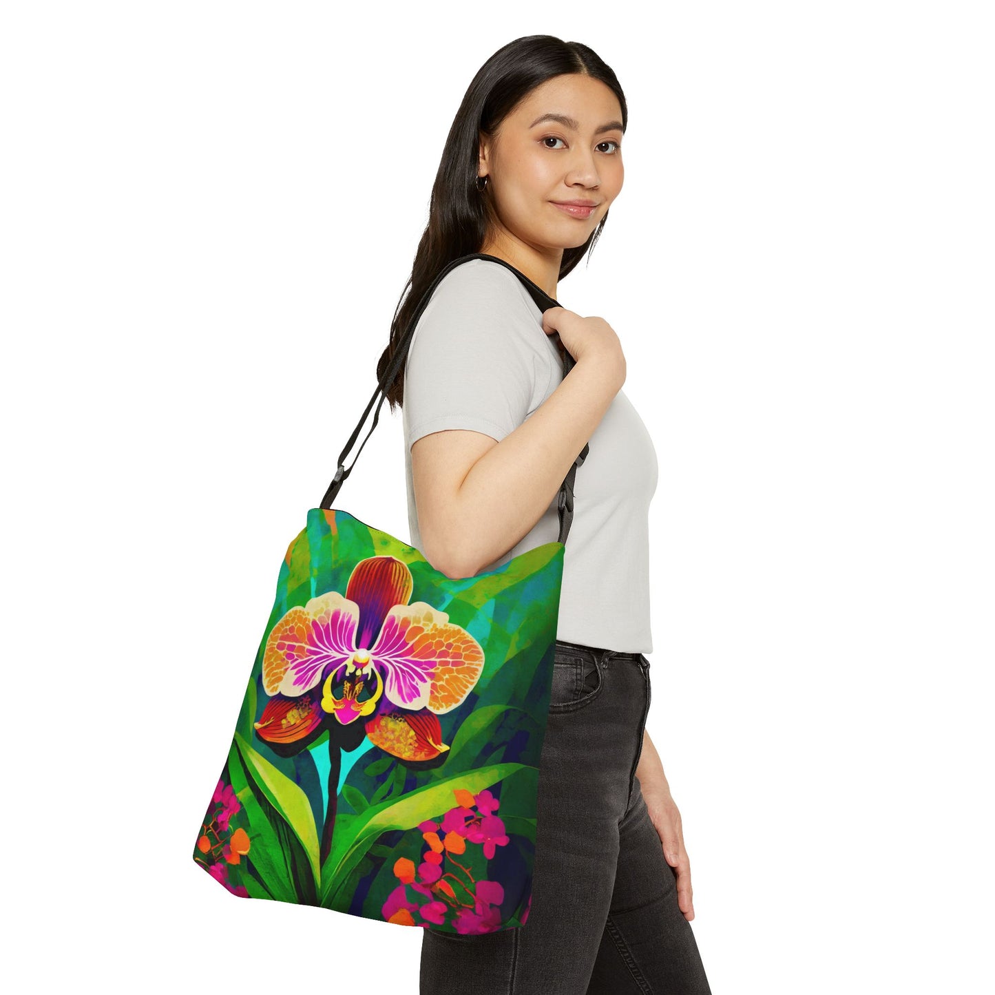 Jungle Orchid Adjustable Tote Bag