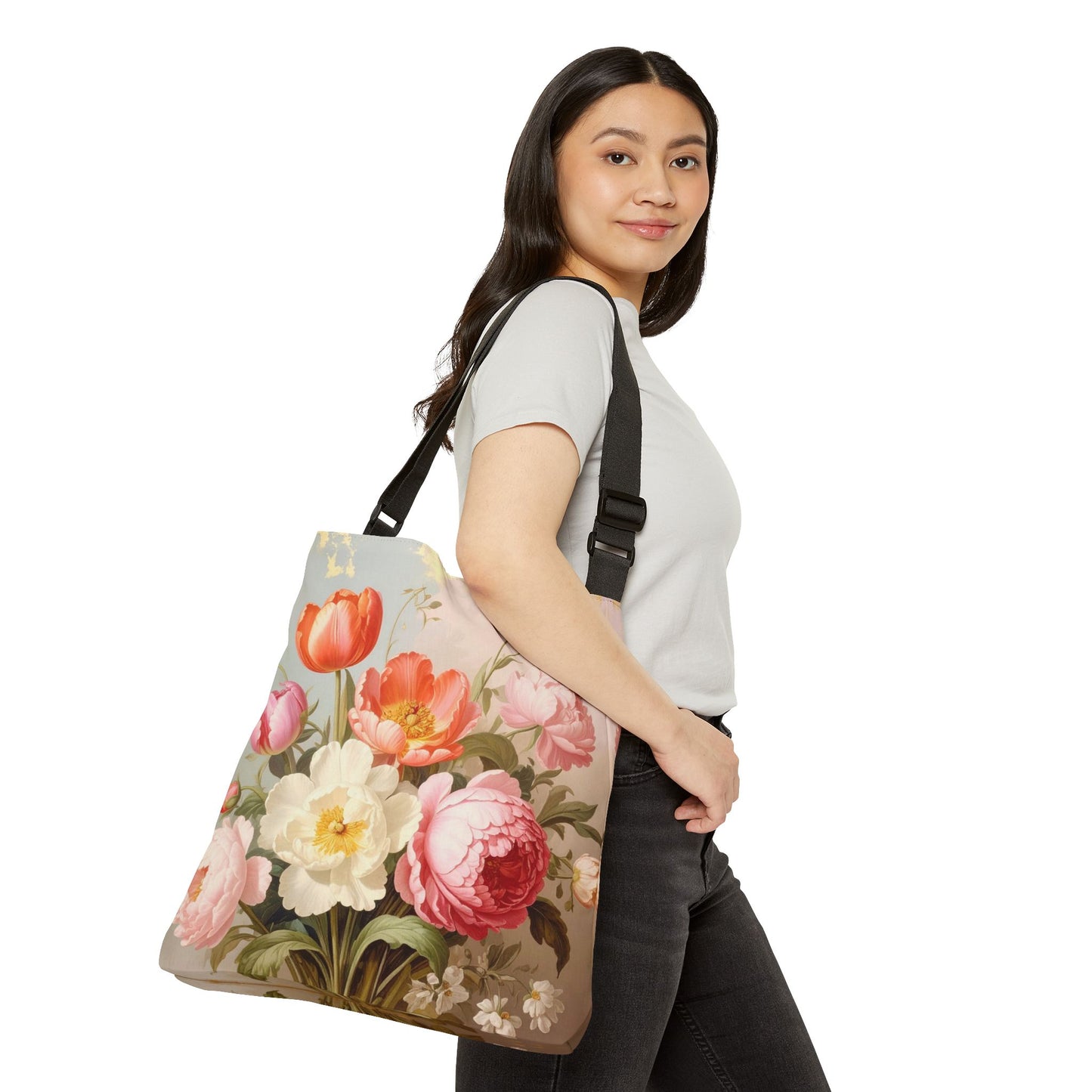 Floral Tote Bag – Vintage Peony & Tulip Design