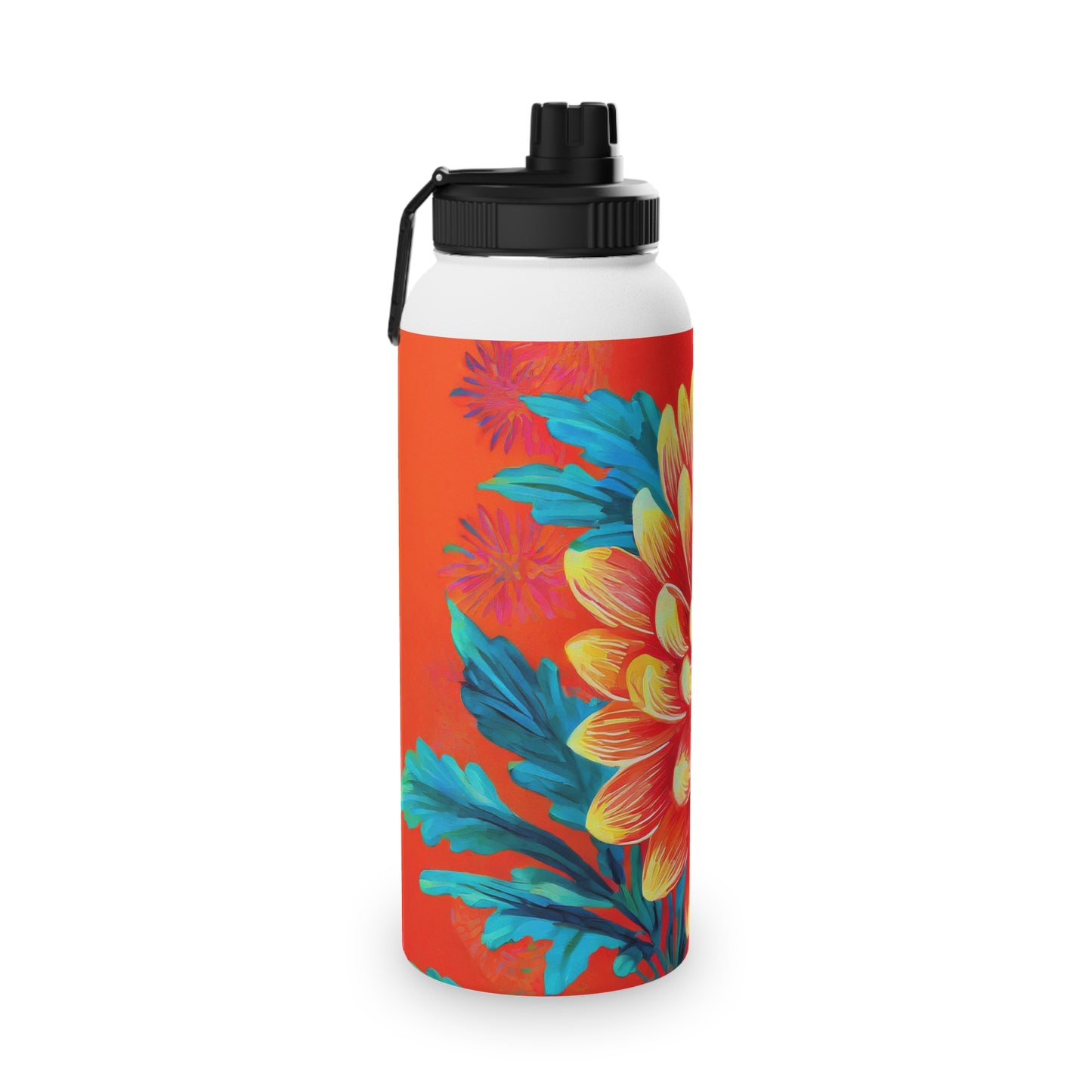 Chrysanthemum Stainless Steel Water Bottle, Sports Lid