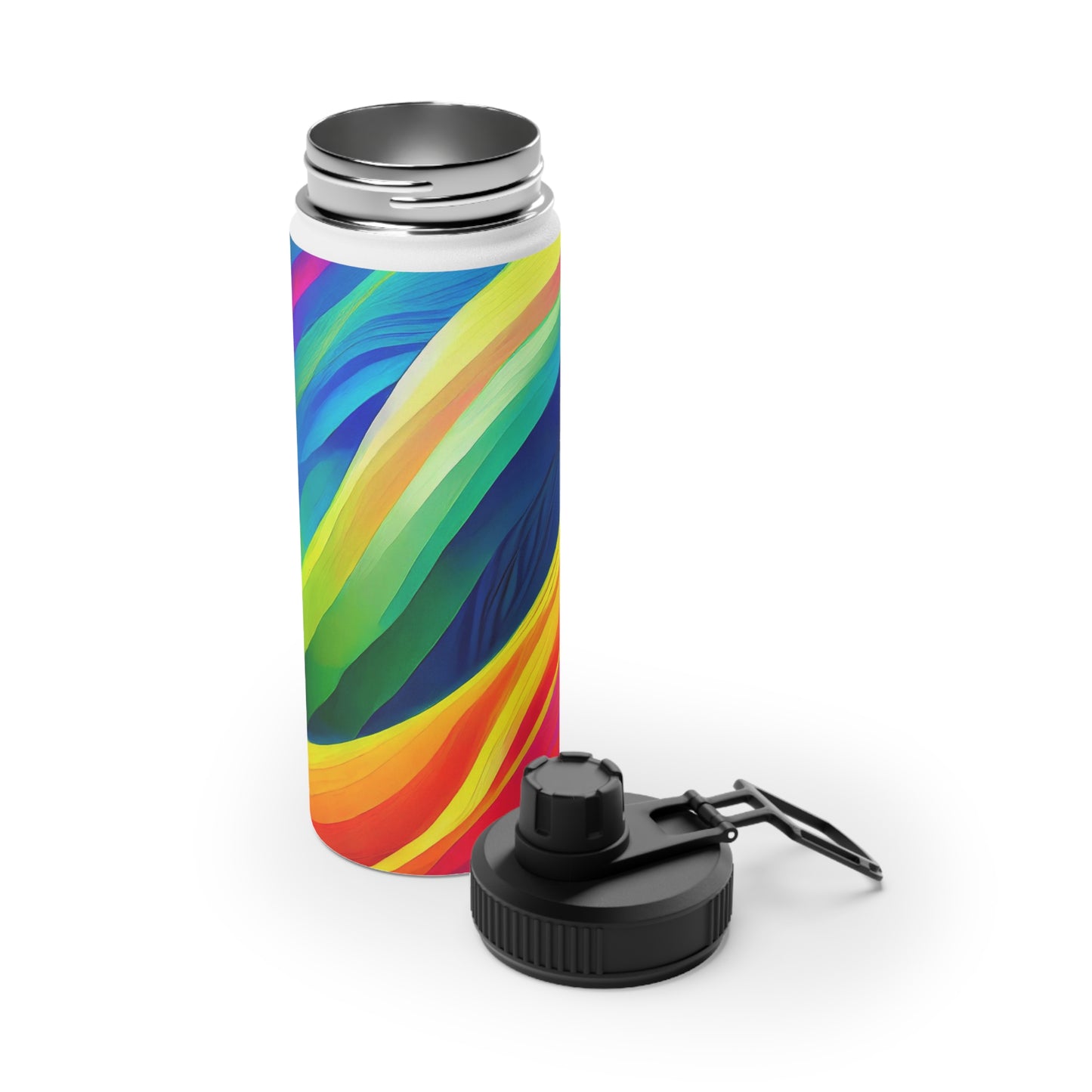 Color Waves Stainless Steel Water Bottle, Sports Lid